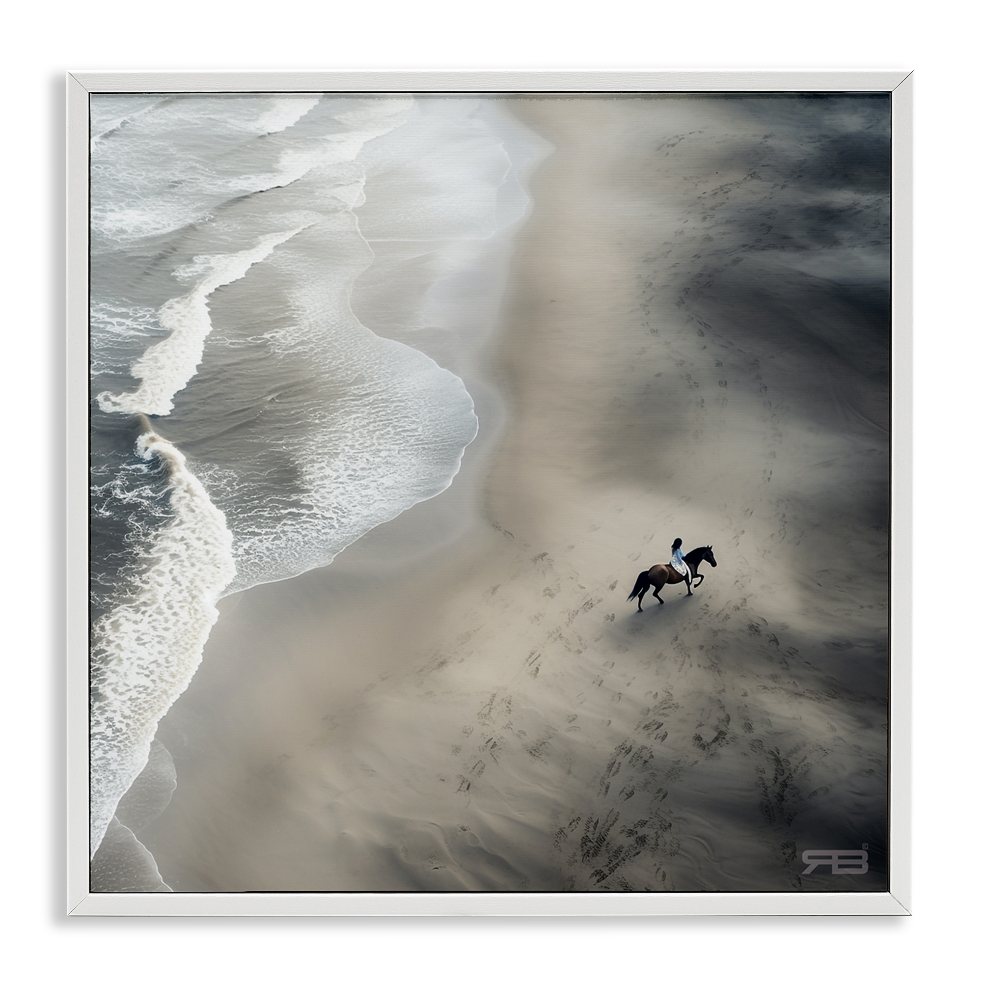 Stupell Industries Aerial Beach View Horse Nautical & Beach Painting ...
