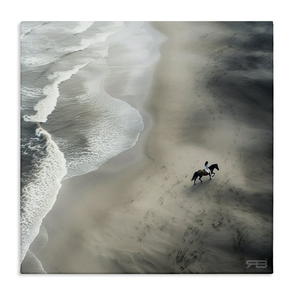 Stupell Industries Aerial Beach View Horse Nautical & Beach Painting Wrapped Canvas Art Print Wall Art, 17 x 17