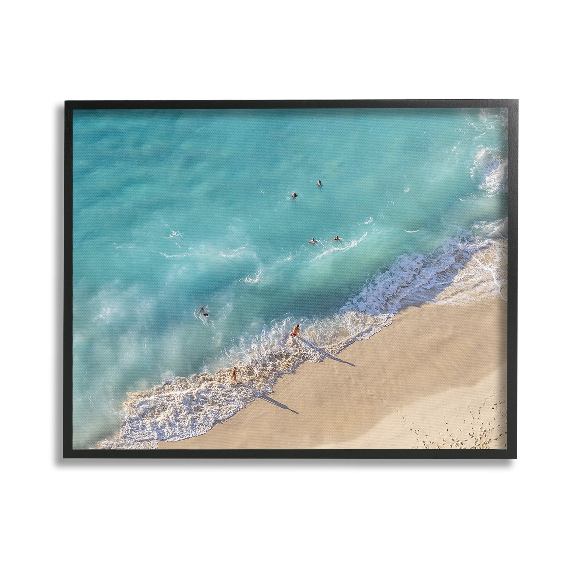 Stupell Industries Aerial Beach View Landscape Photography Black Framed Art Print Wall Art, 14 x 11