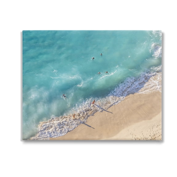 Stupell Industries Aerial Beach View Landscape Photography Gallery Wrapped Canvas Art Print Wall Art, 30 x 24