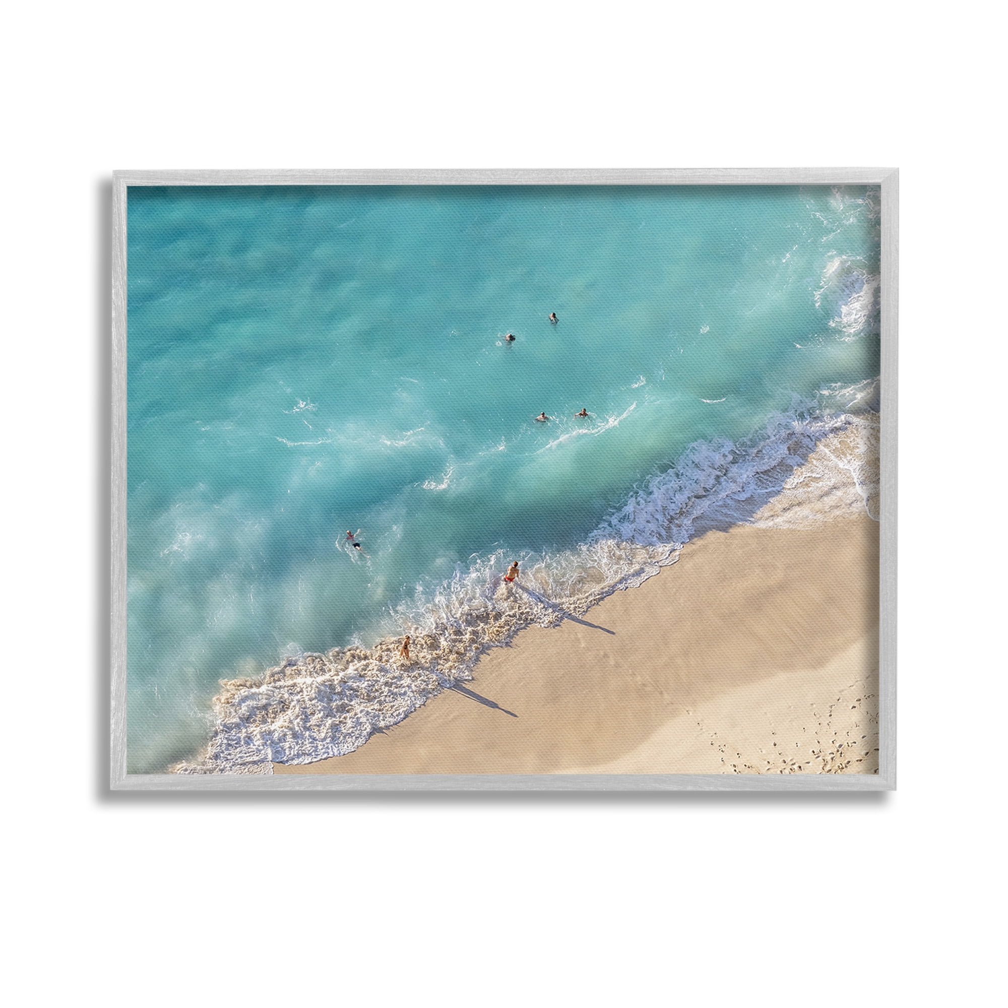 Stupell Industries Aerial Beach View Landscape Photography Gray Framed Art Print Wall Art, 14 x 11