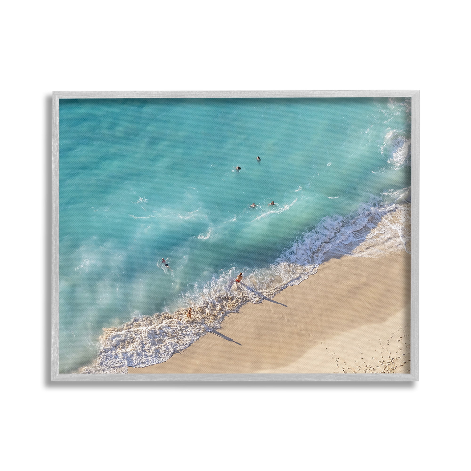 Stupell Industries Aerial Beach View Landscape Photography Gray Framed Art Print Wall Art, 20 x 16