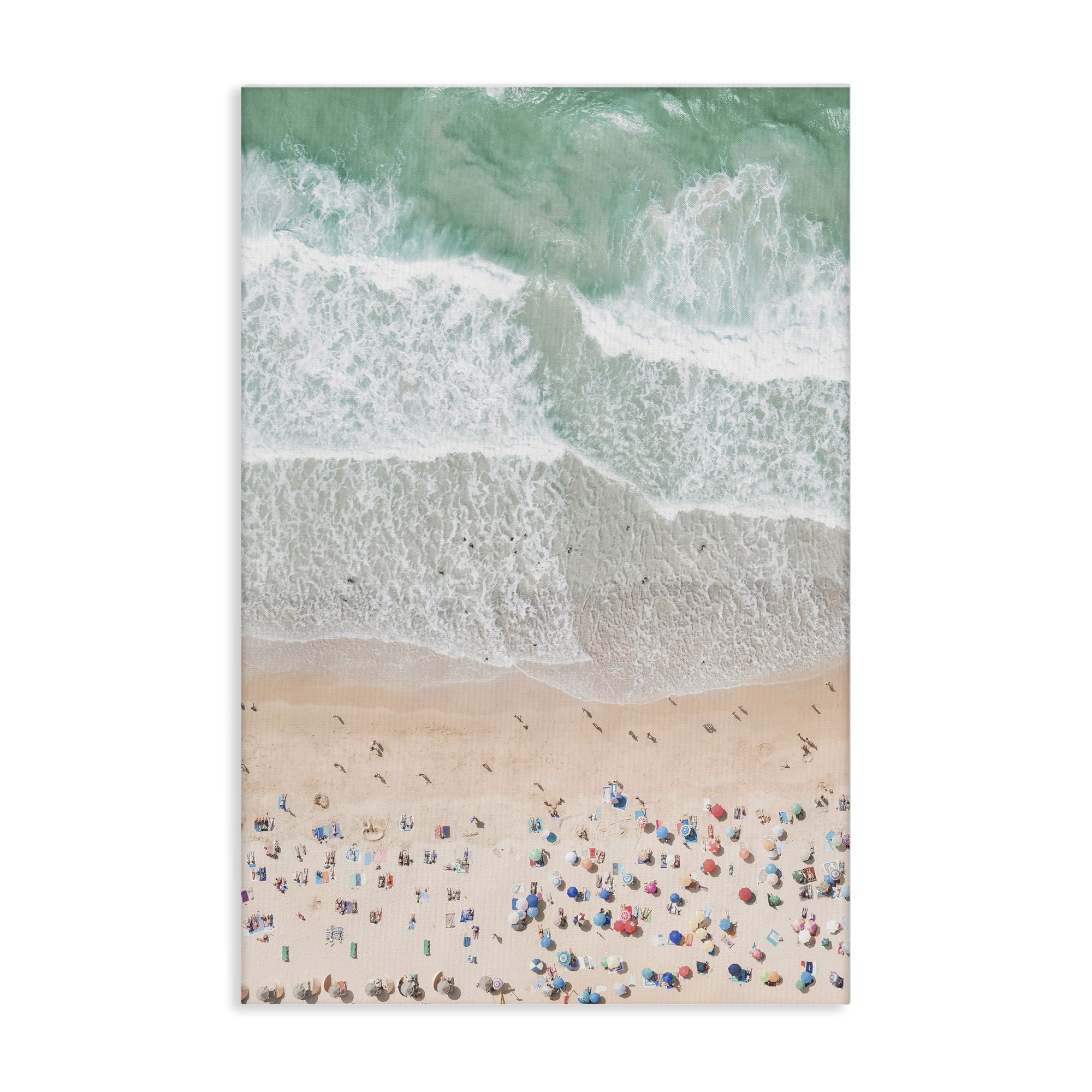 Stupell Industries Aerial Beachgoers View Nautical & Beach Painting Wrapped Canvas Art Print Wall Art, 16 x 24