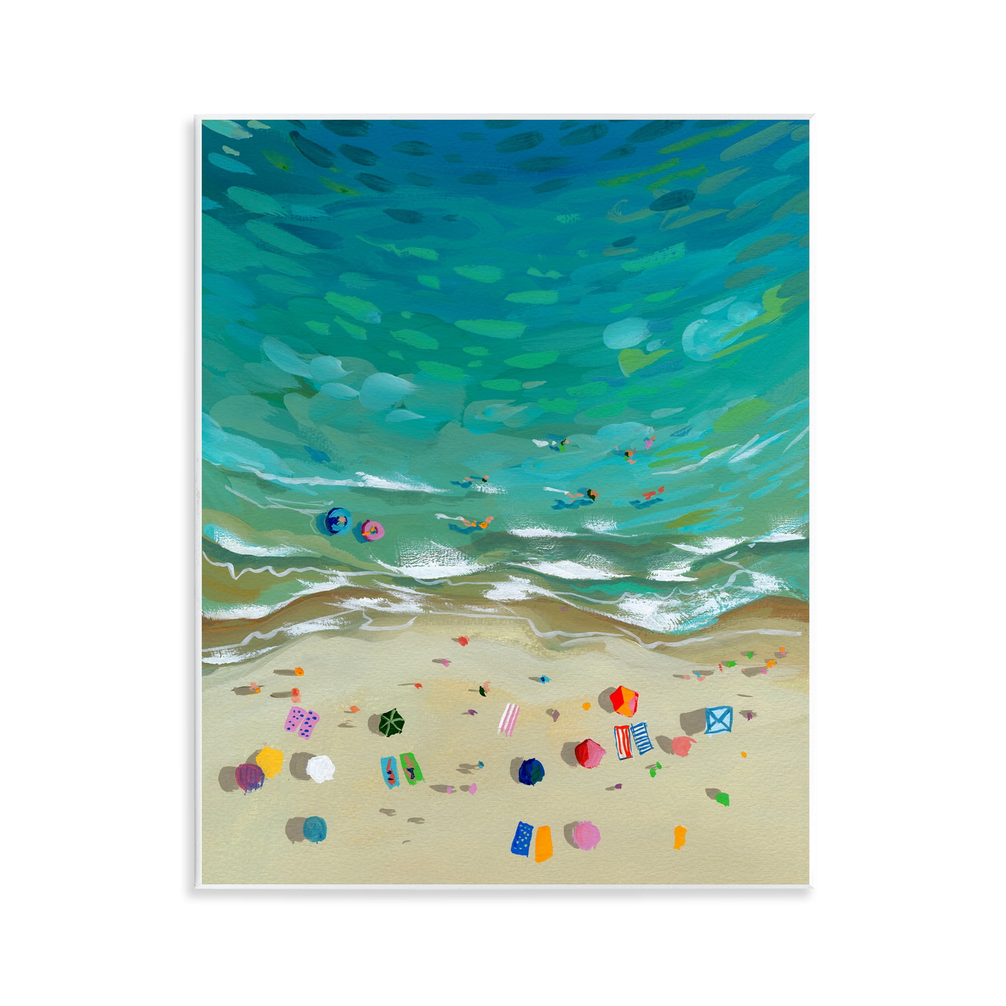 Stupell Industries Aerial Beachside with Umbrellas Wall Plaque Art, design by Brook Page