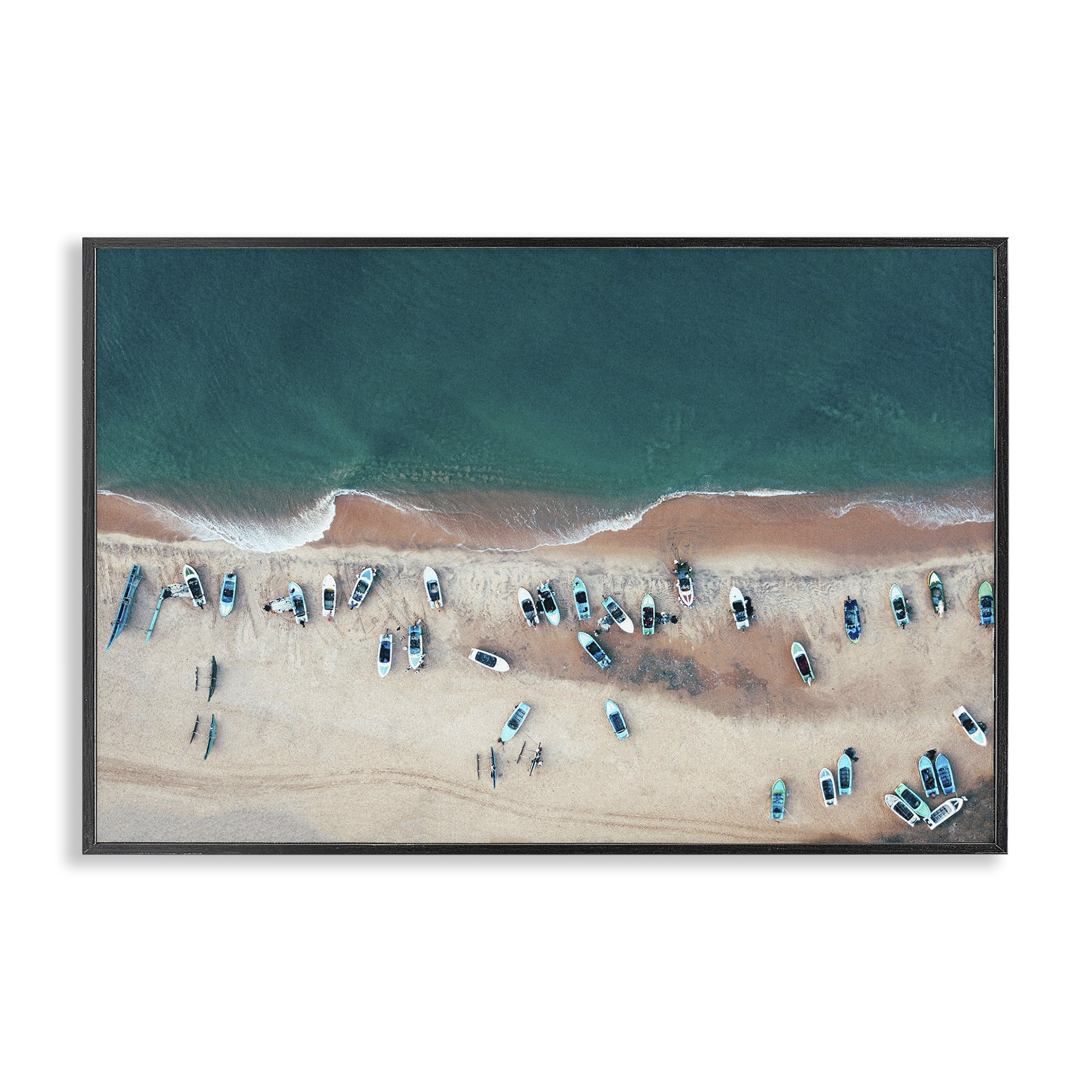 Stupell Industries Aerial Boats on Shore Nautical & Beach Photography Black Framed Art Print Wall Art, 30 x 20