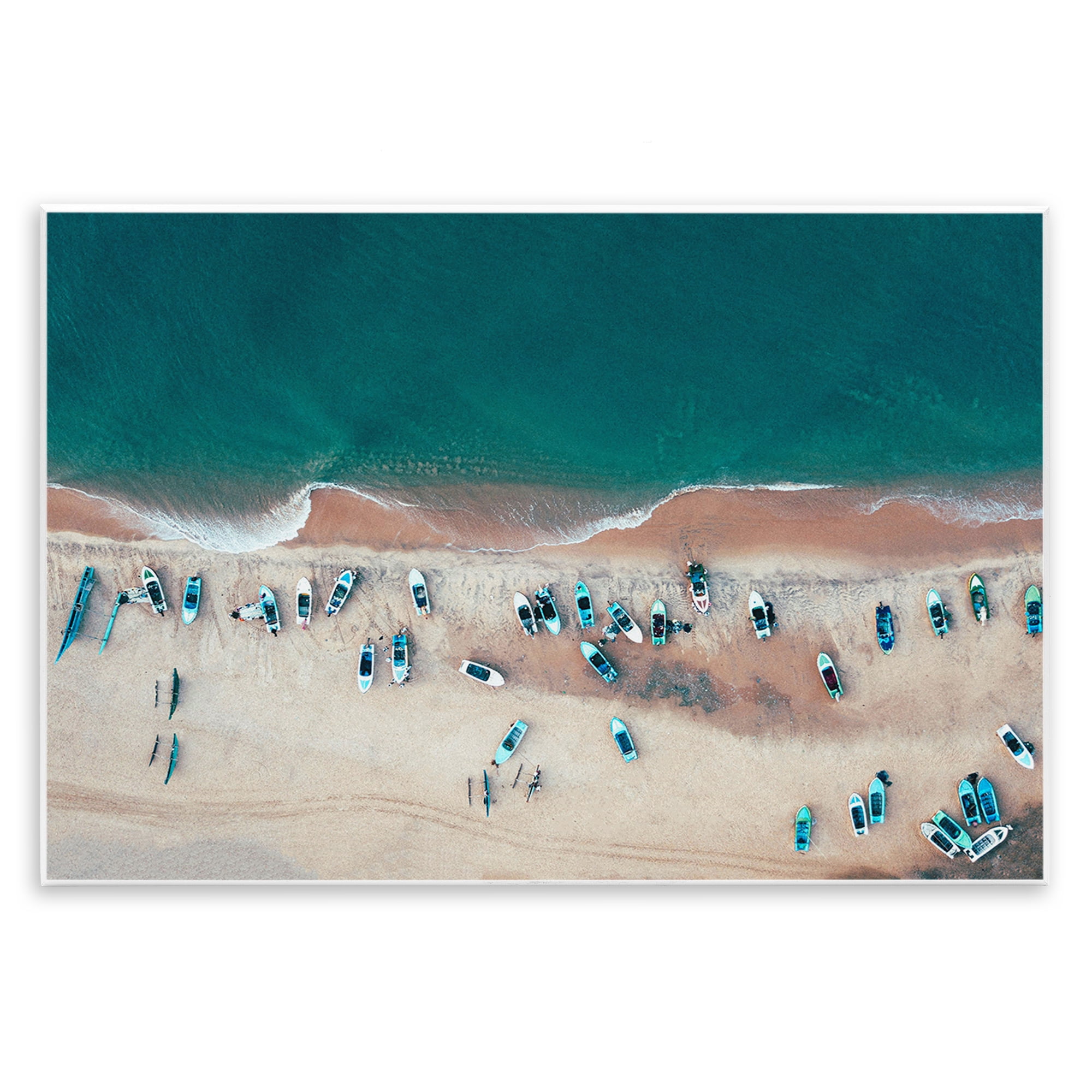 Stupell Industries Aerial Boats on Shore Nautical & Beach Photography Unframed Art Print Wall Art, 19 x 13