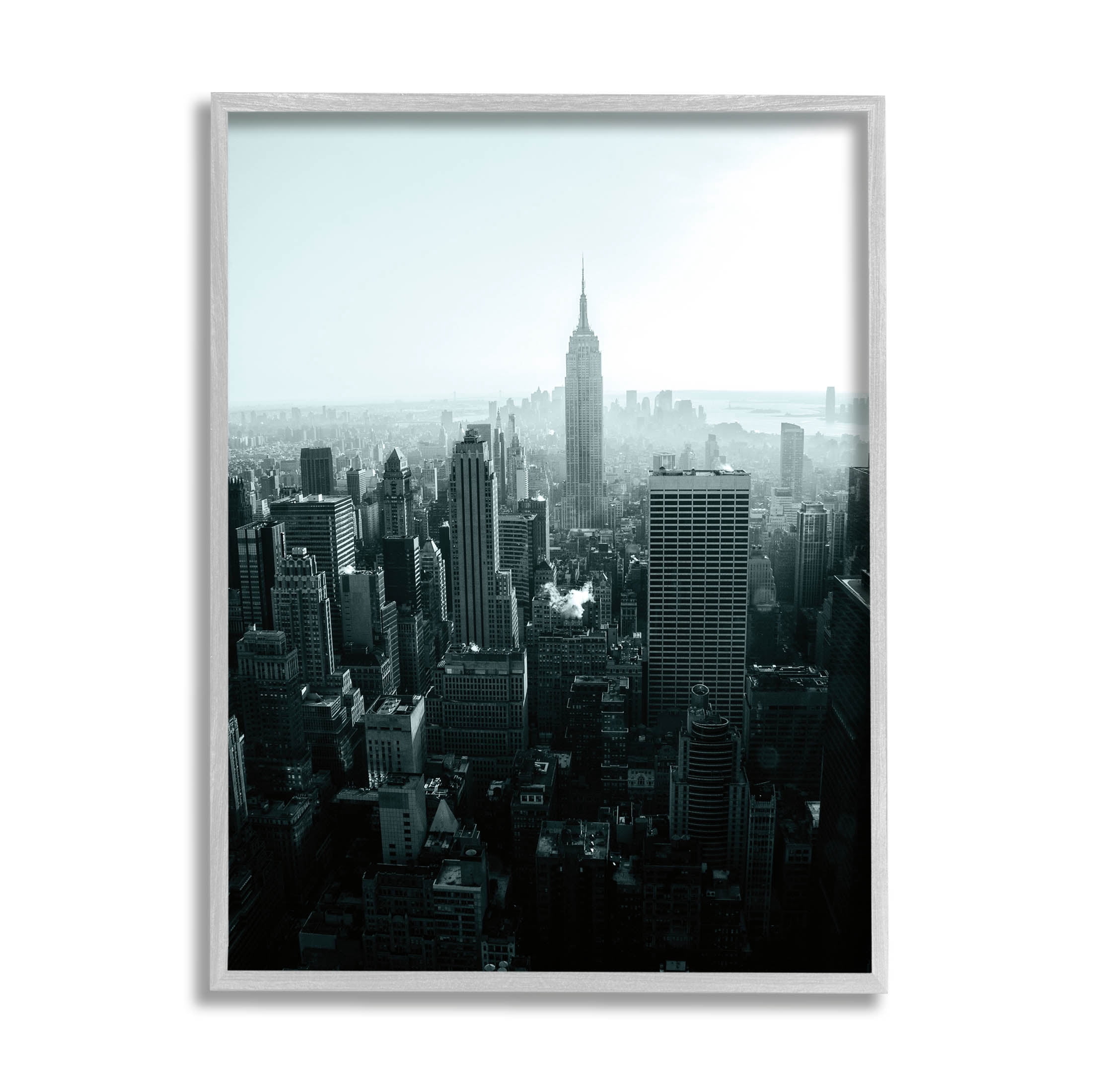 Stupell Industries Aerial City View Urban Skyscraper Photograph Gray Framed Art Print Wall Art, Design by Aledanda