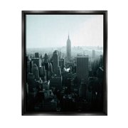 Stupell Industries Aerial City View Urban Skyscraper Photograph Jet Black Floating Framed Canvas Print Wall Art, Design by Aledanda