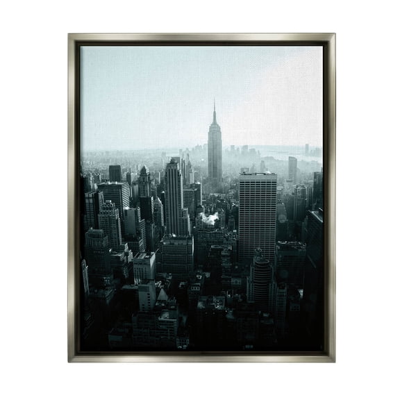 Stupell Industries Aerial City View Urban Skyscraper Photograph Luster Gray Floating Framed Canvas Print Wall Art, Design by Aledanda