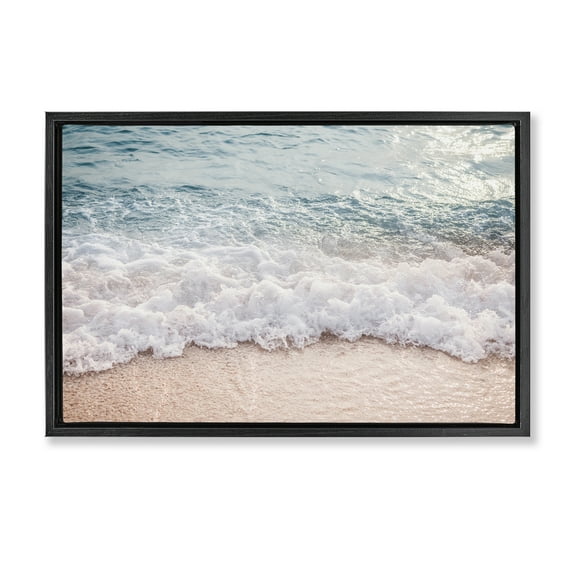 Stupell Industries Aerial Ocean Foam Landscape & Nature Photography Black Floater Framed Canvas Art Print Wall Art, 25 x 17