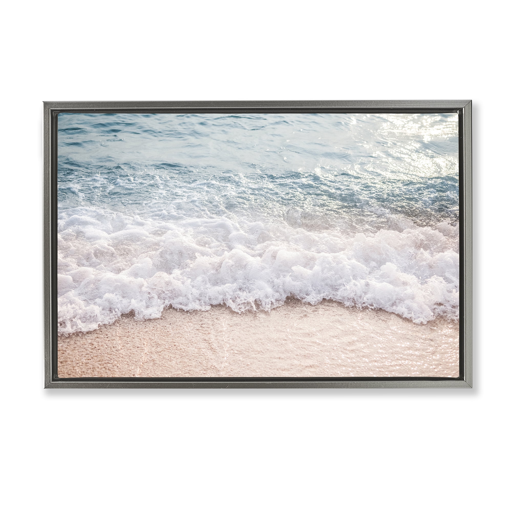 Stupell Industries Aerial Ocean Foam Landscape & Nature Photography Gray Floater Framed Canvas Art Print Wall Art, 25 x 17