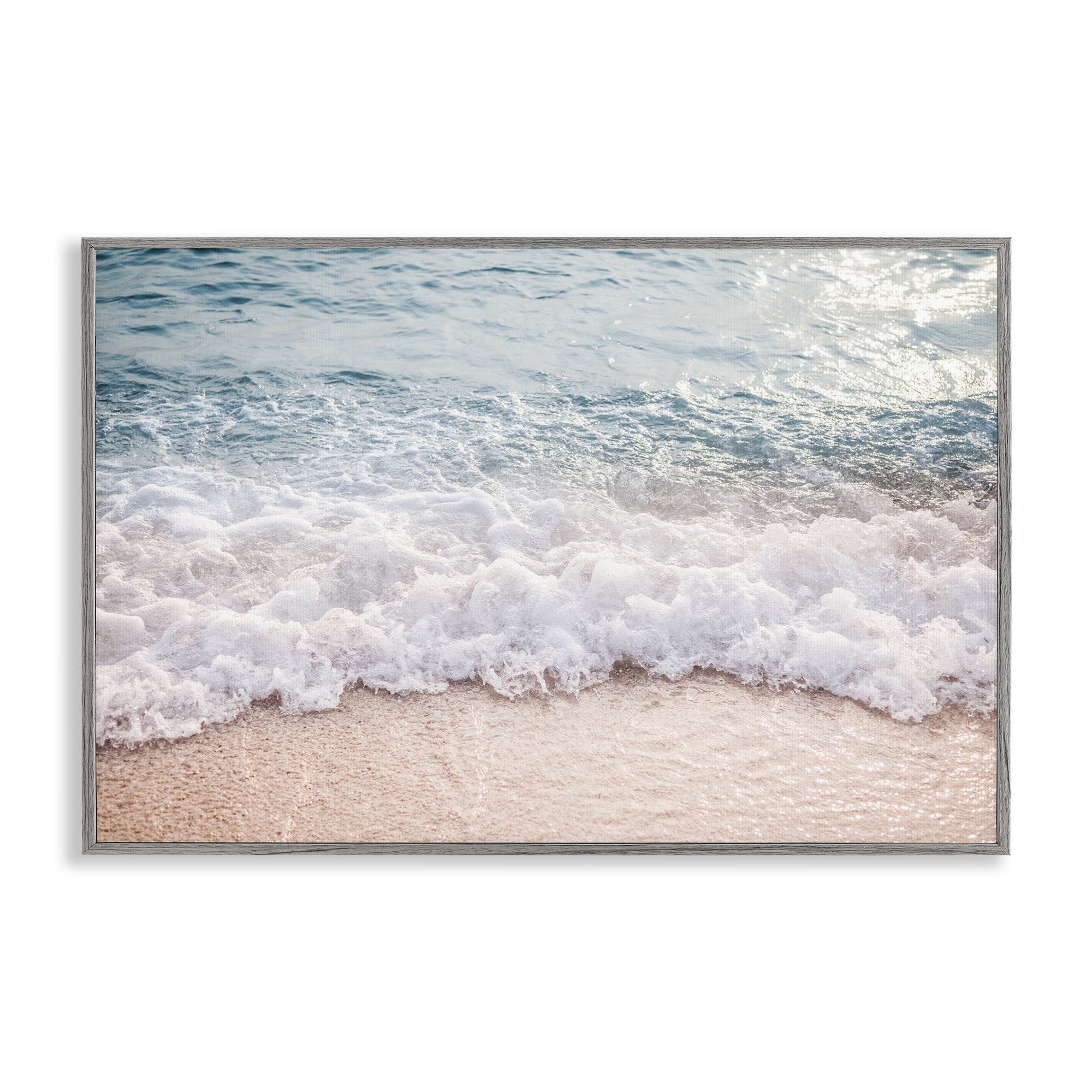 Stupell Industries Aerial Ocean Foam Landscape & Nature Photography Gray Framed Art Print Wall Art, 18 x 12