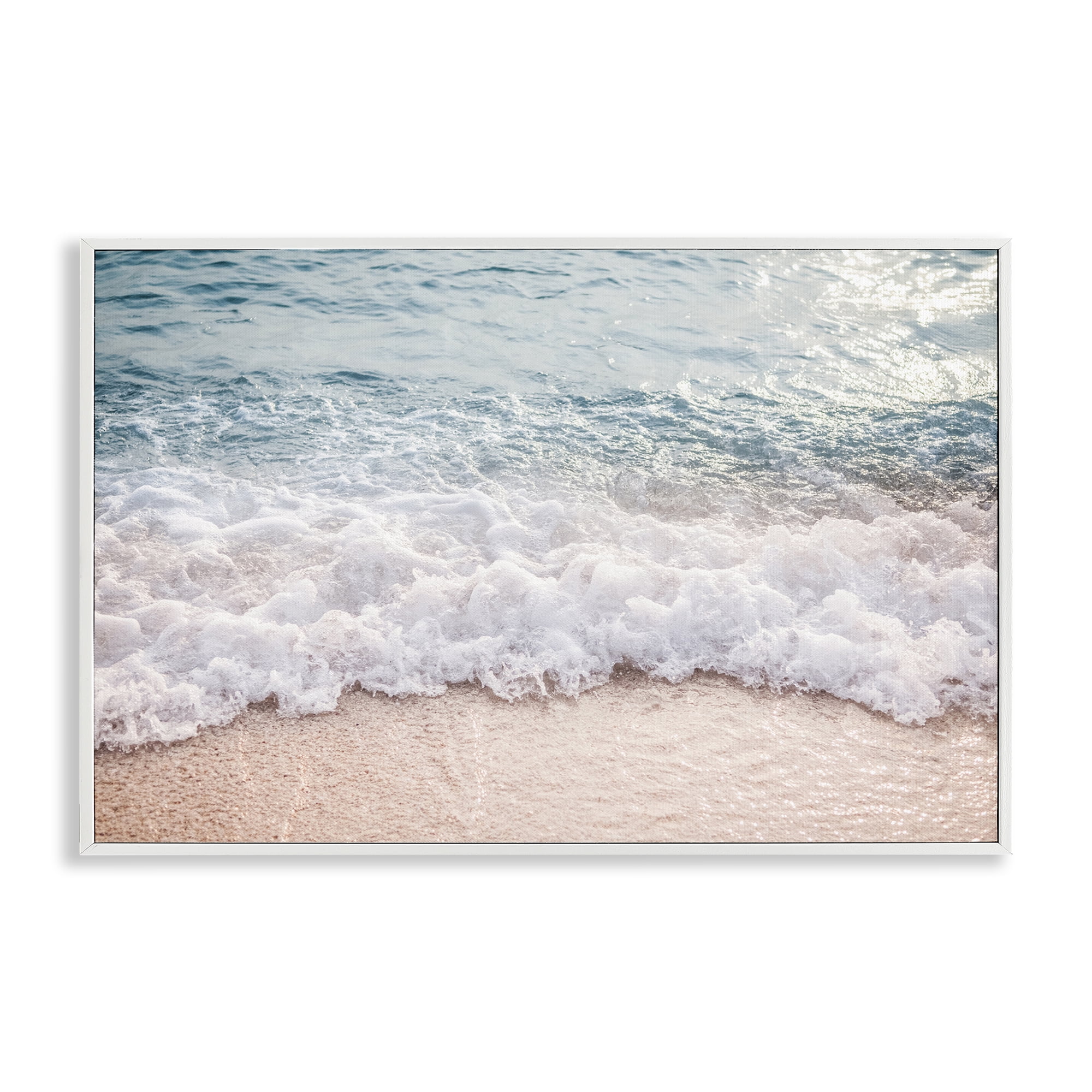 Stupell Industries Aerial Ocean Foam Landscape & Nature Photography White Framed Art Print Wall Art, 18 x 12