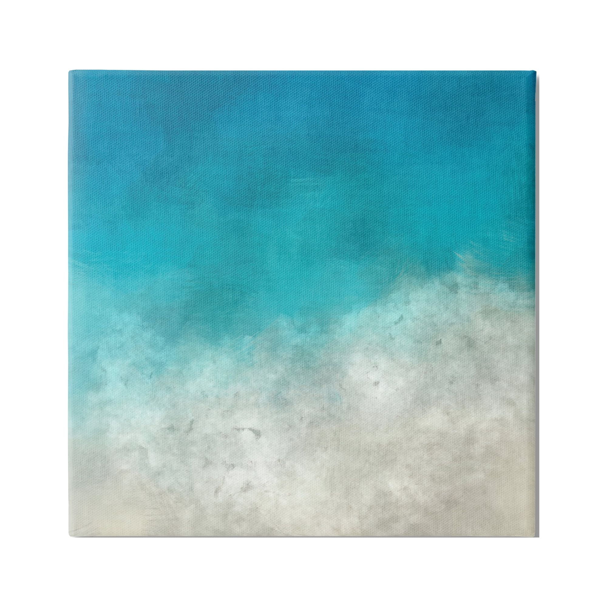 24" x 24" Blue and White Abstract Coastal Canvas Art