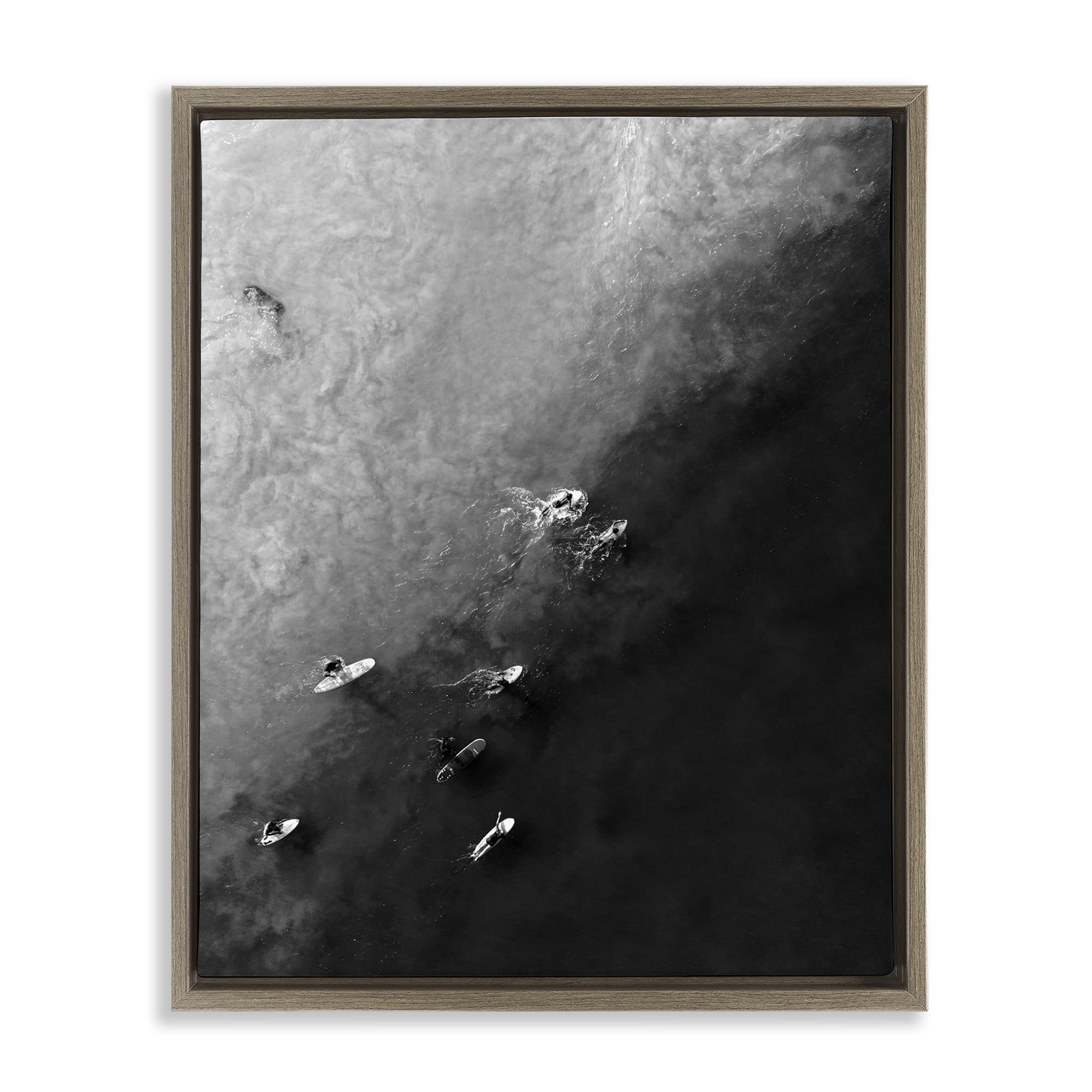 Stupell Industries Aerial Paddling Surfboards Sports Photography Brown Floater Framed Canvas Art Print Wall Art, 25 x 31