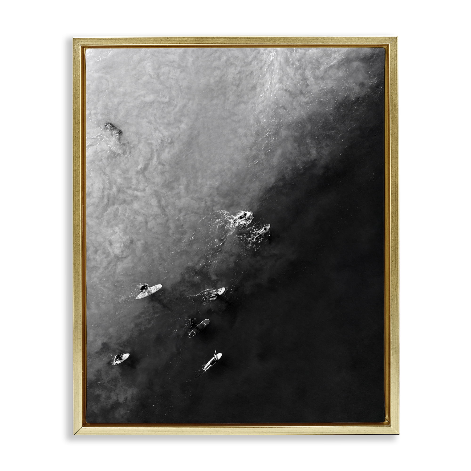 Stupell Industries Aerial Paddling Surfboards Sports Photography Gold Floater Framed Canvas Art Print Wall Art, 17 x 21