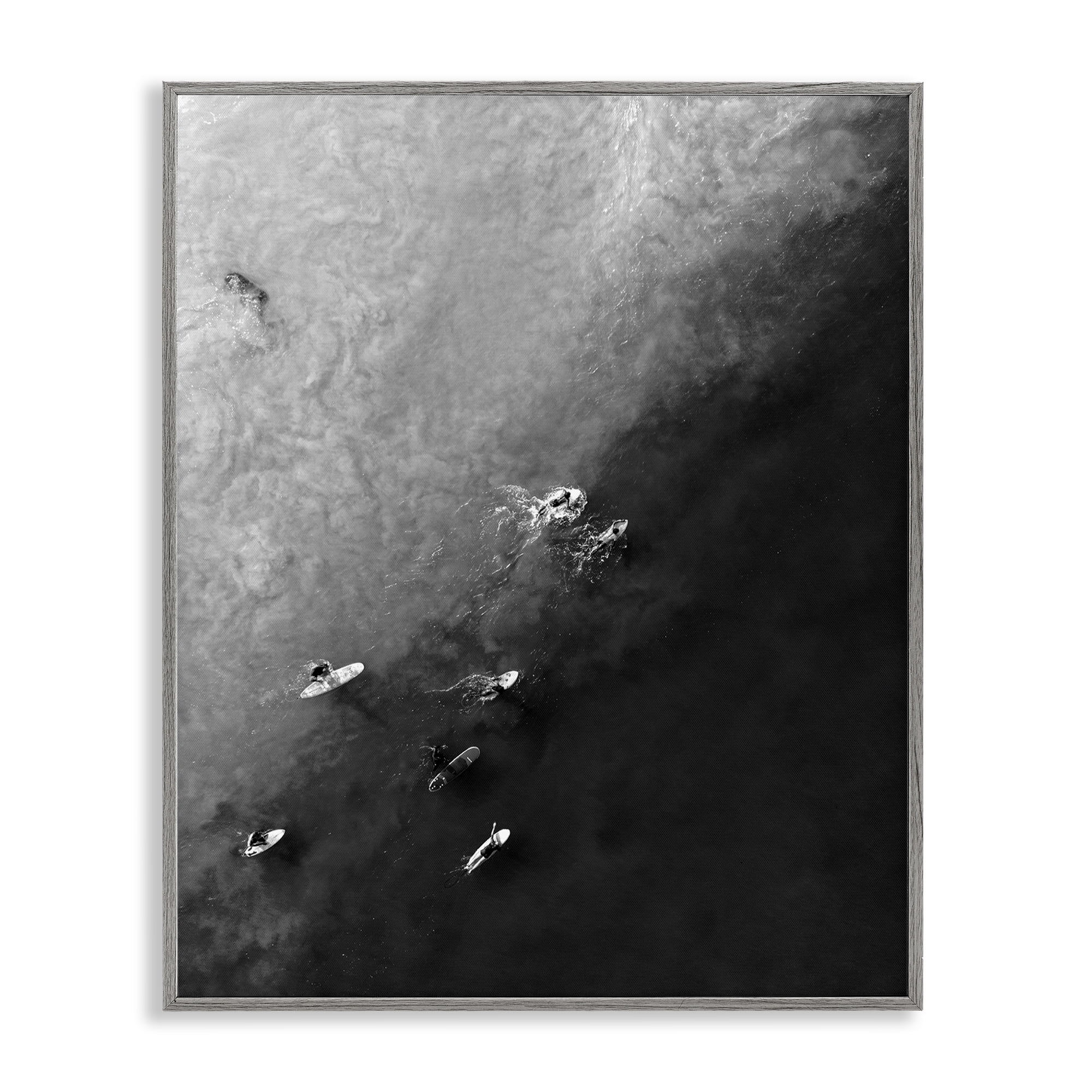 Stupell Industries Aerial Paddling Surfboards Sports Photography Gray Framed Art Print Wall Art, 24 x 30