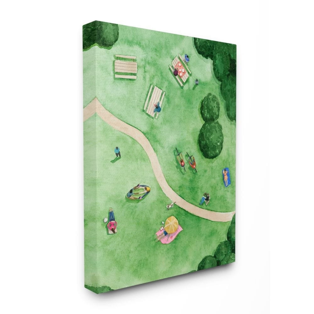 Stupell Industries Aerial Park Fun Watercolor Summer Friends Painting Canvas Wall Art Design by Grace Pop, 24" x 30"