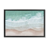 Stupell Industries Aerial Sea View Coastal Painting Black Floater Framed Canvas Art Print Wall Art, 25 x 17