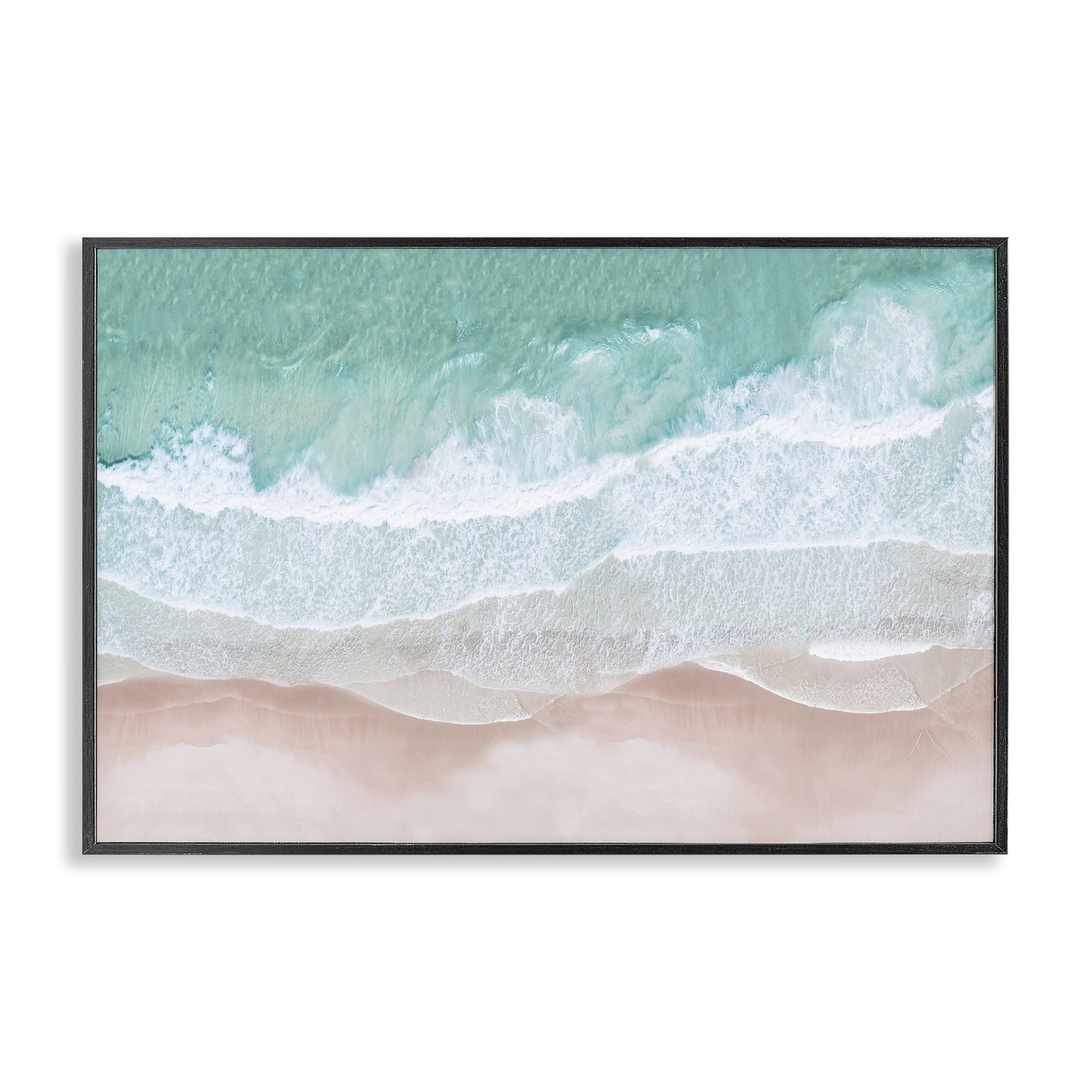 Stupell Industries Aerial Sea View Coastal Painting Black Framed Art Print Wall Art, 24 x 16