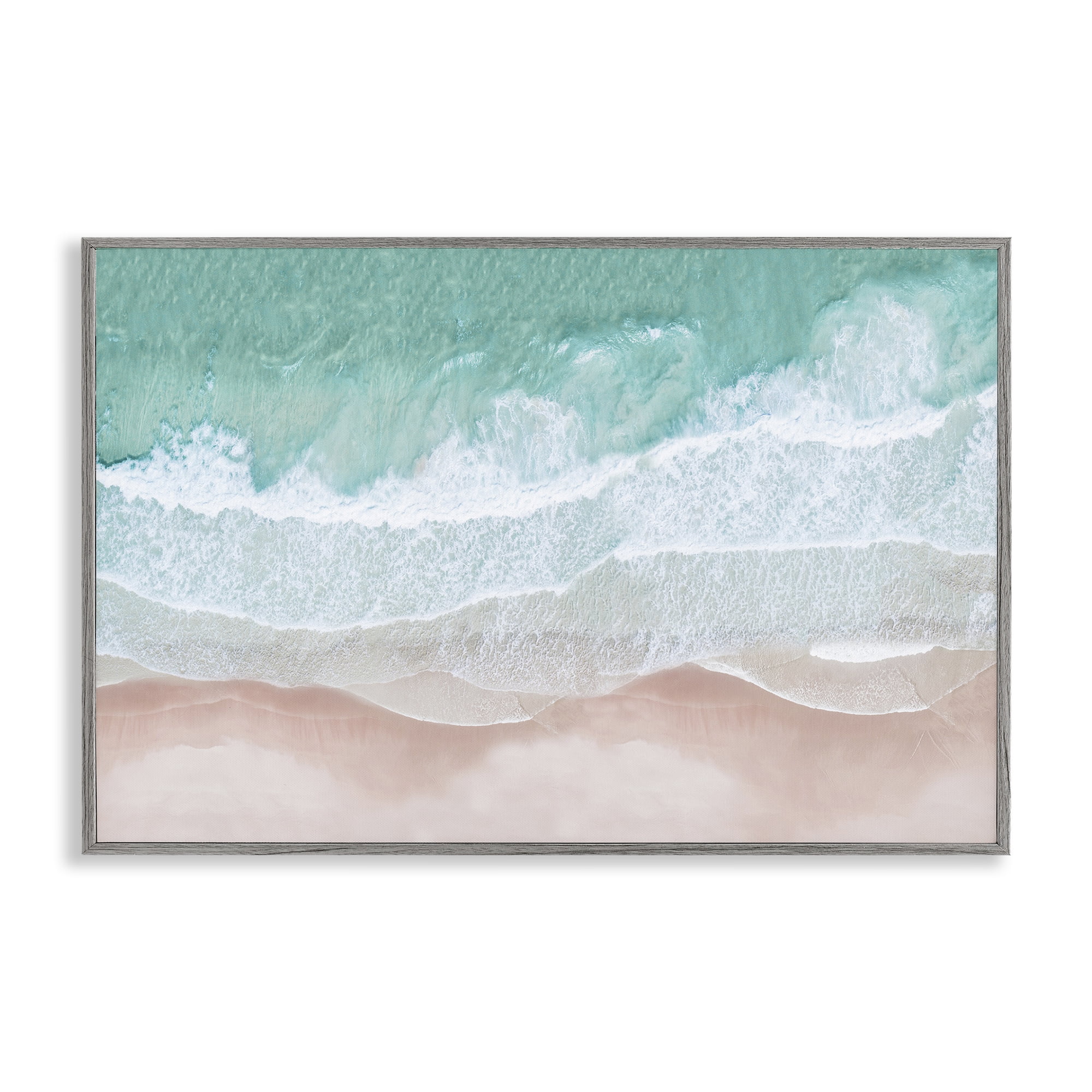 Stupell Industries Aerial Sea View Coastal Painting Gray Framed Art Print Wall Art, 18 x 12