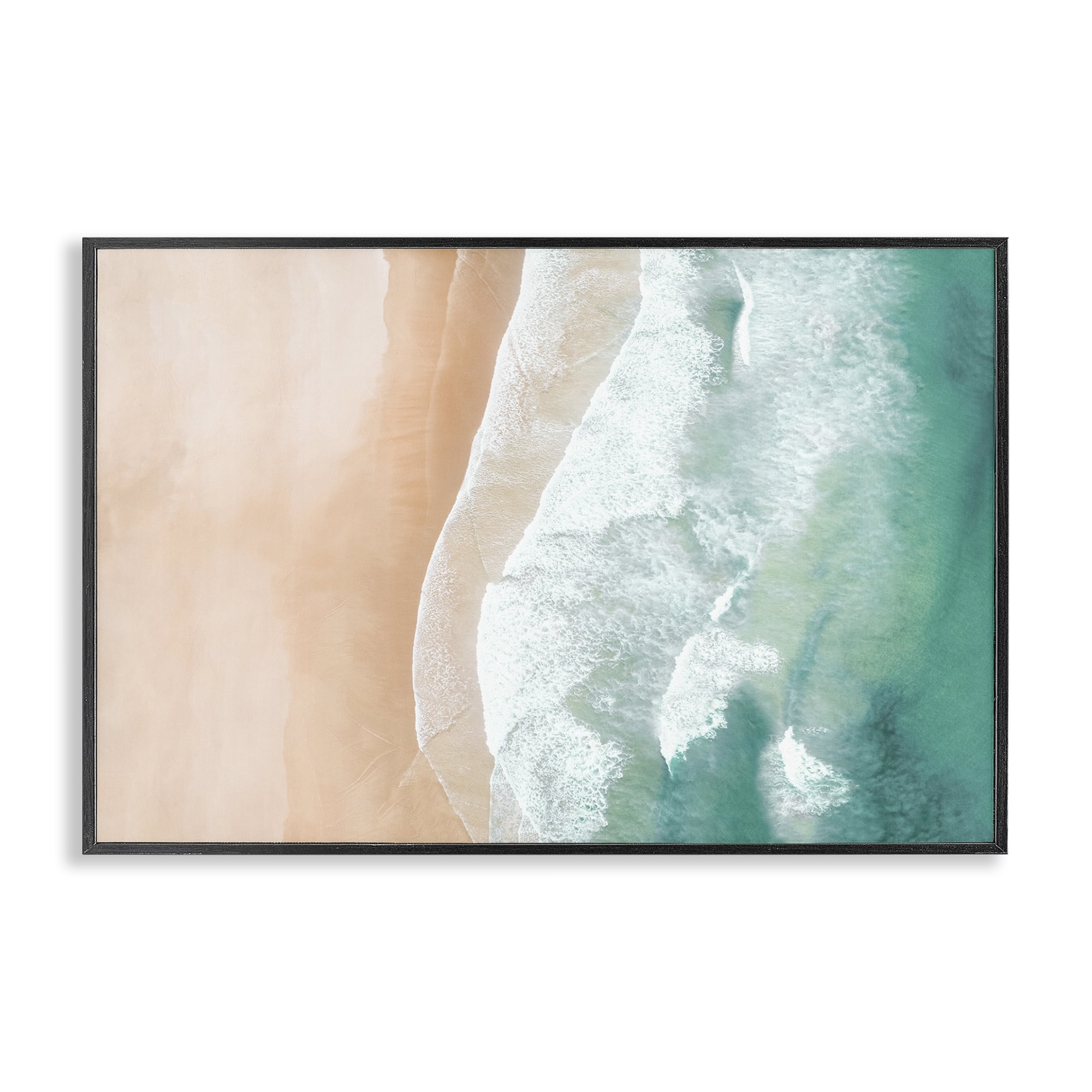 Stupell Industries Aerial Sea Waves Coastal Painting Black Framed Art Print Wall Art, 30 x 20