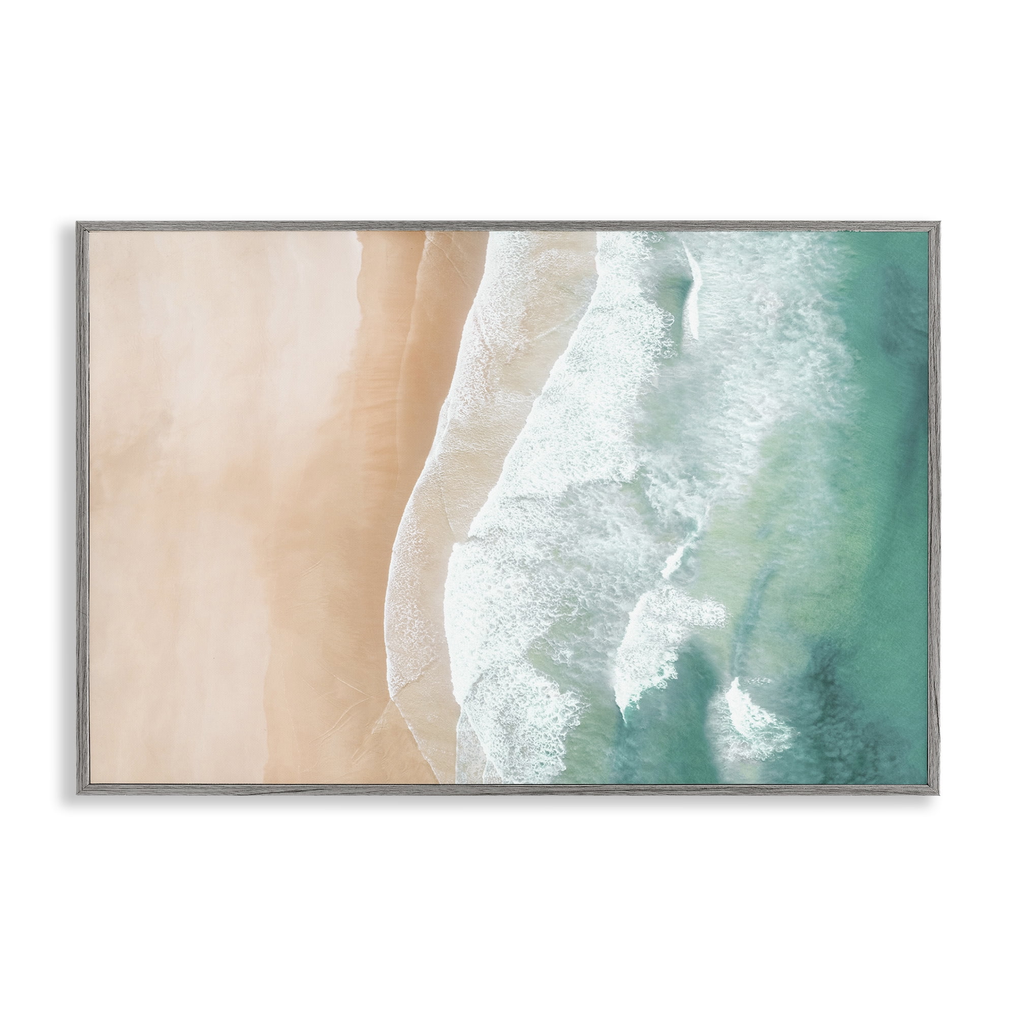 Stupell Industries Aerial Sea Waves Coastal Painting Gray Framed Art Print Wall Art, 30 x 20