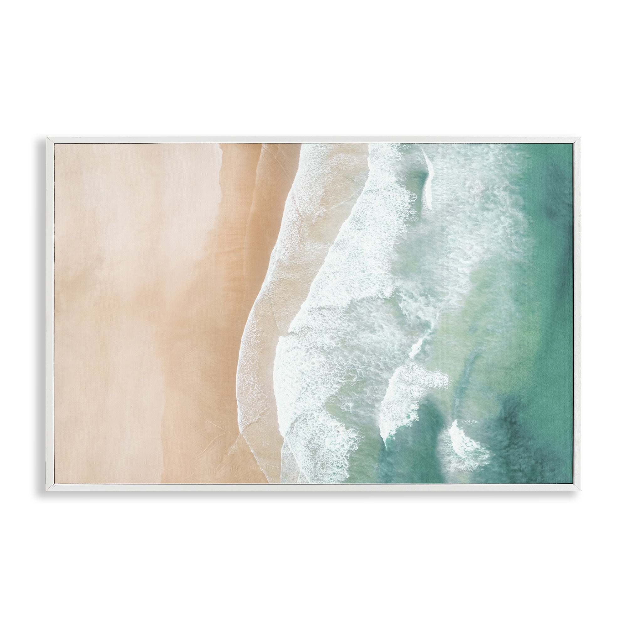 Stupell Industries Aerial Sea Waves Coastal Painting White Framed Art Print Wall Art, 30 x 20