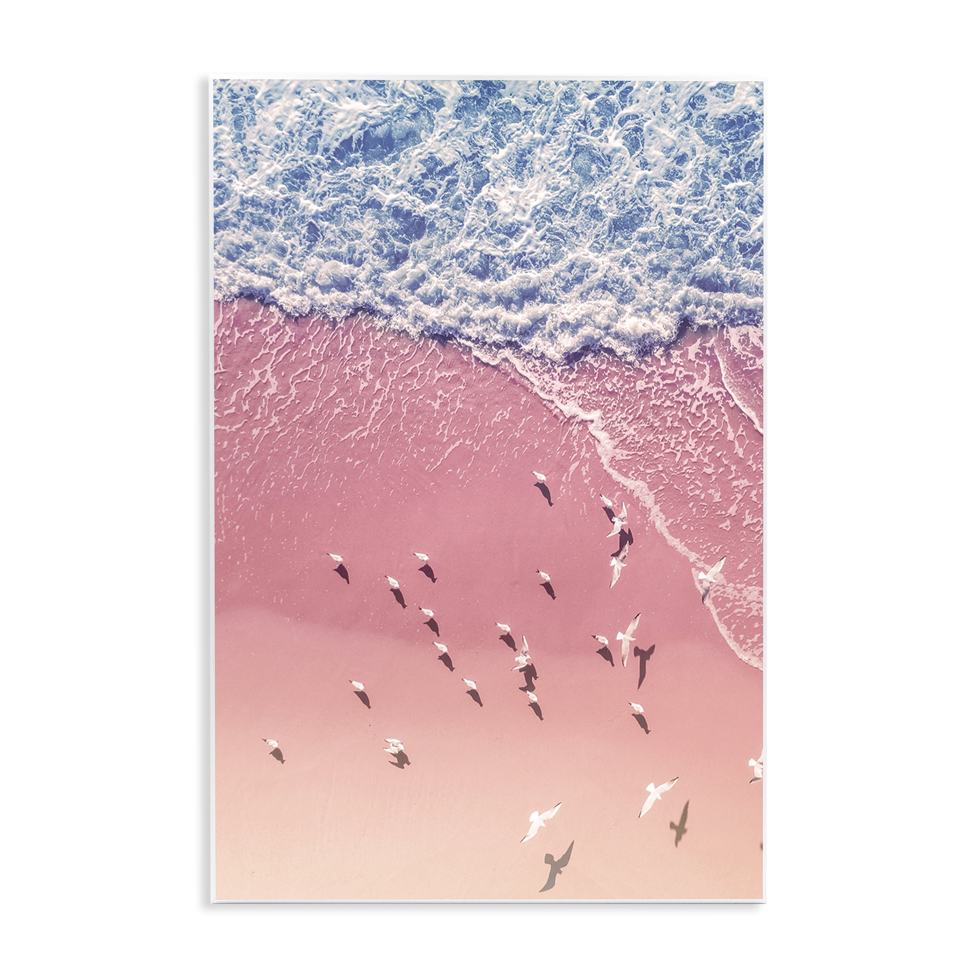 Stupell Industries Aerial Seagulls Pink Beach Landscape & Nature ...