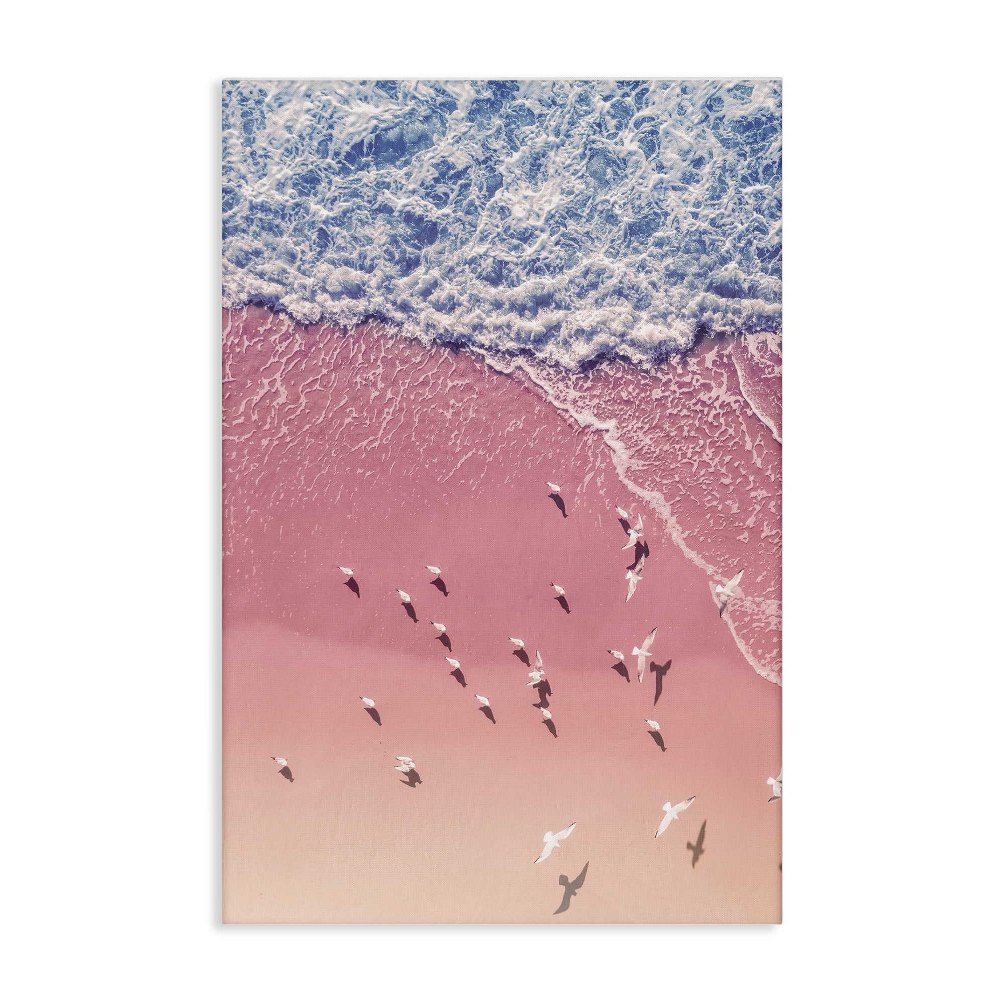 Stupell Industries Aerial Seagulls Pink Beach Landscape & Nature Photography Wrapped Canvas Art Print Wall Art, 30 x 45