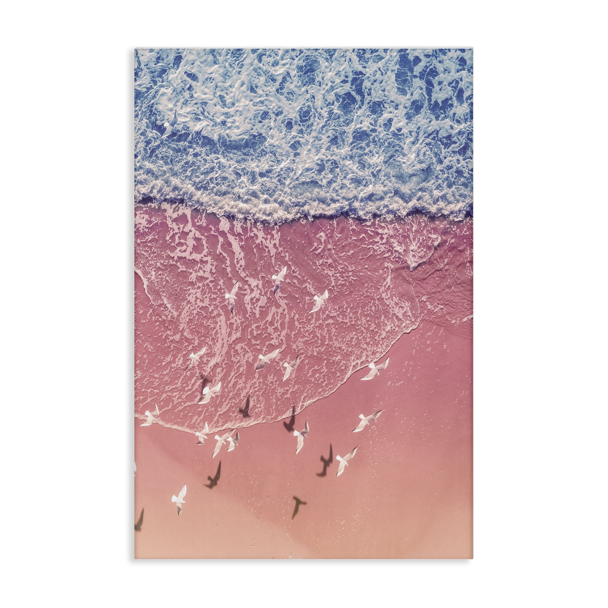 Stupell Industries Aerial Seagulls over Beach Landscape & Nature Photography Wrapped Canvas Art Print Wall Art, 20 x 30