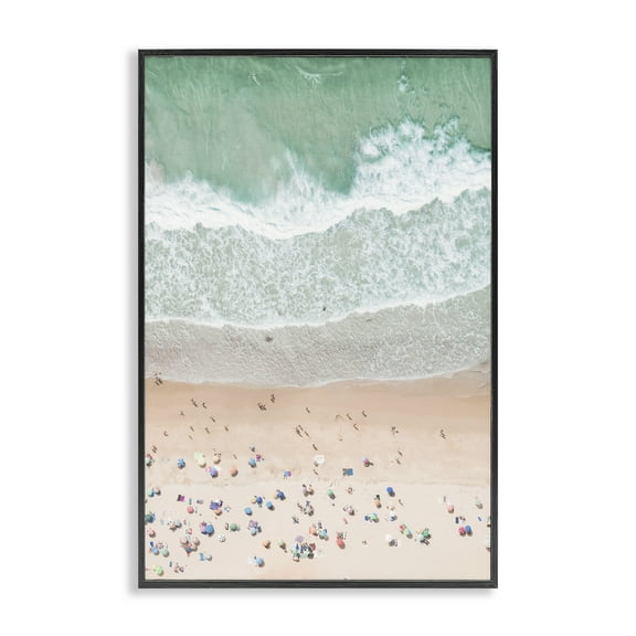 Stupell Industries Aerial Summer Beach Nautical & Beach Painting Black Framed Art Print Wall Art, 12 x 18