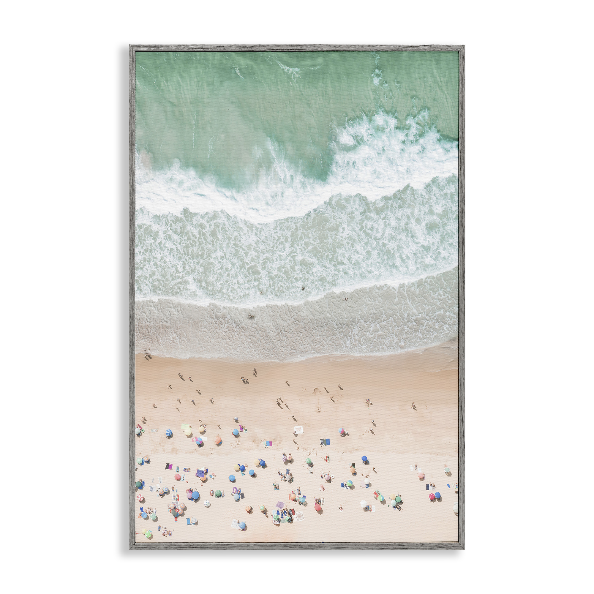 Stupell Industries Aerial Summer Beach Nautical & Beach Painting Gray Framed Art Print Wall Art, 20 x 30