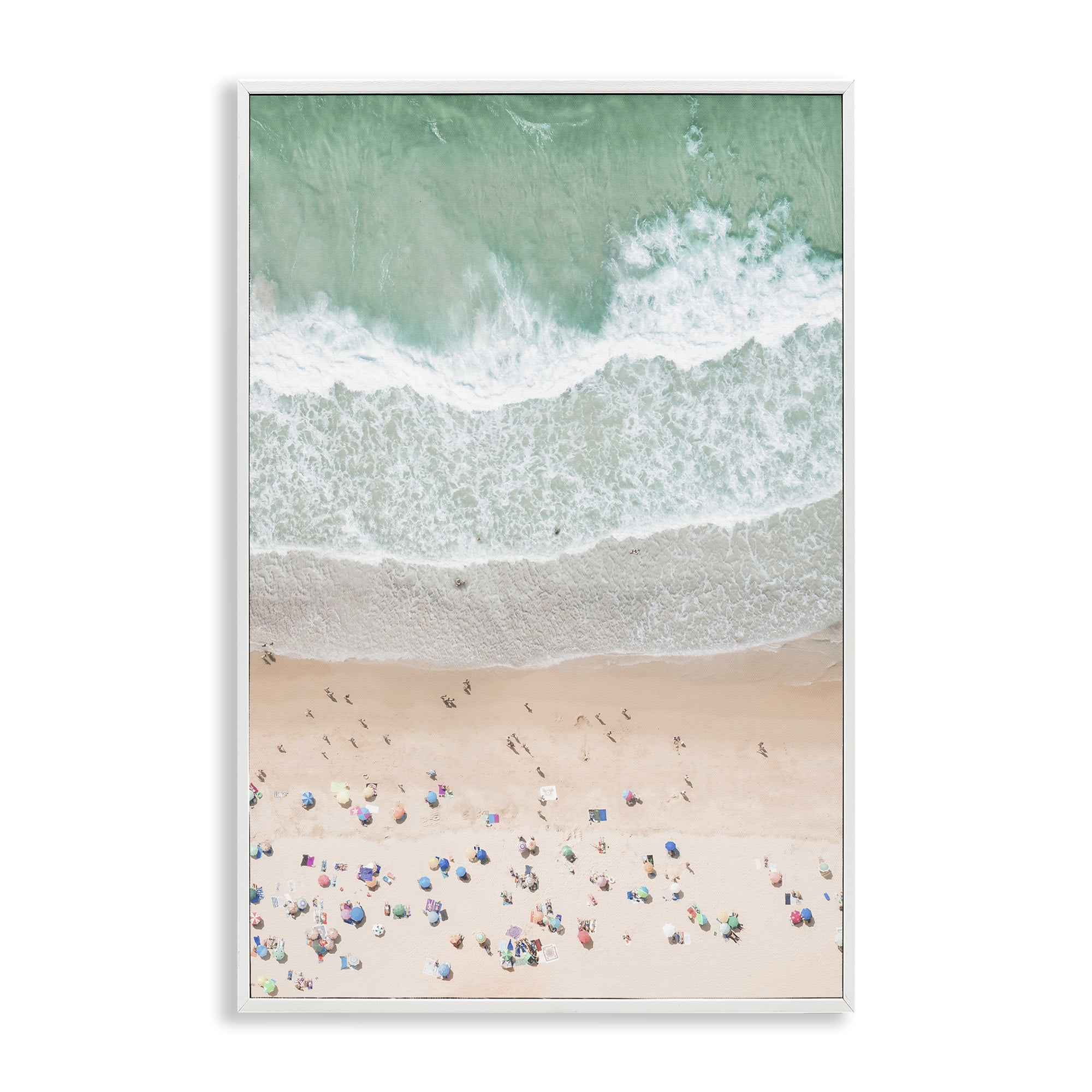 Stupell Industries Aerial Summer Beach Nautical & Beach Painting White Framed Art Print Wall Art, 12 x 18
