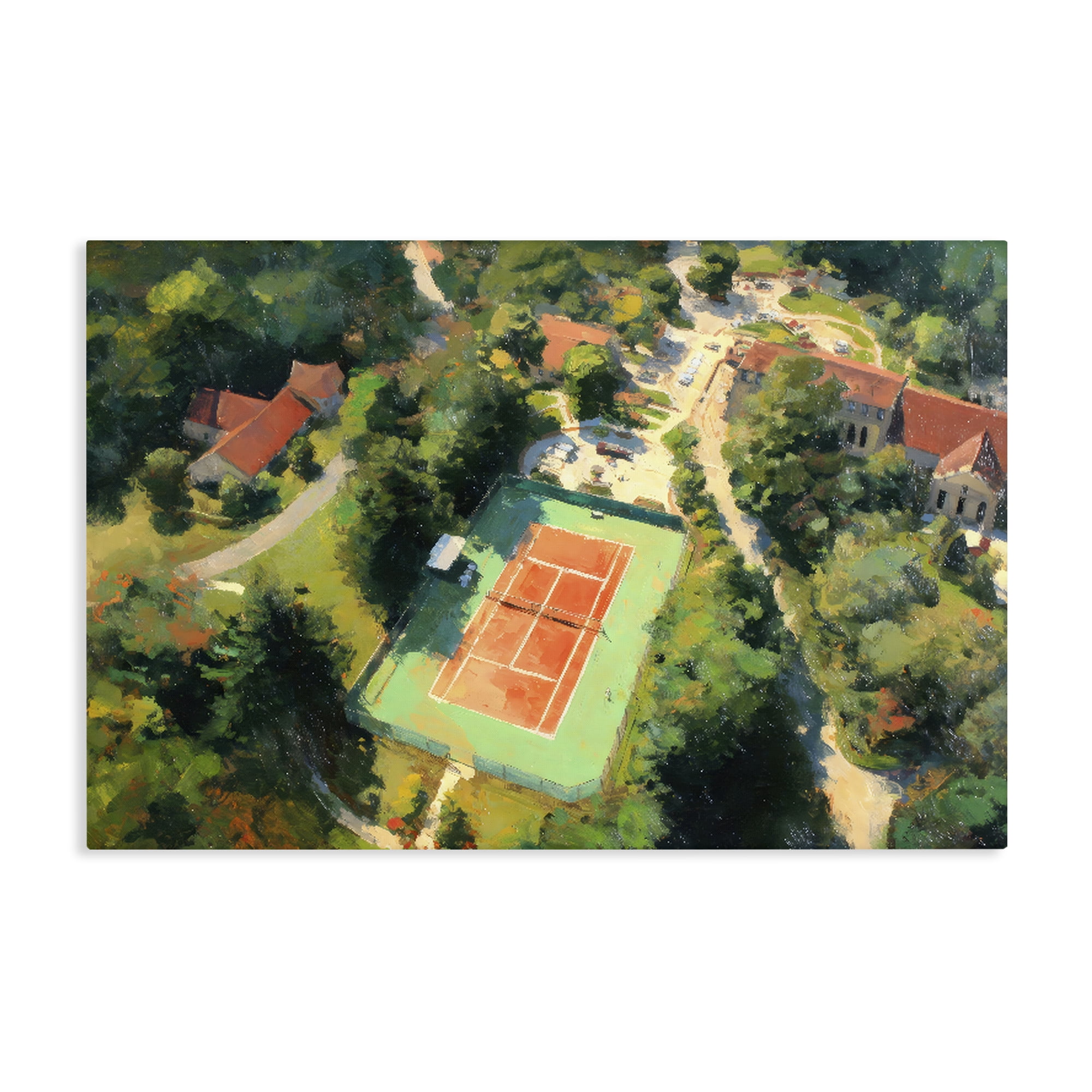 Stupell Industries Aerial Tennis Court Park Canvas Wall Art, design by Petal Prints Design