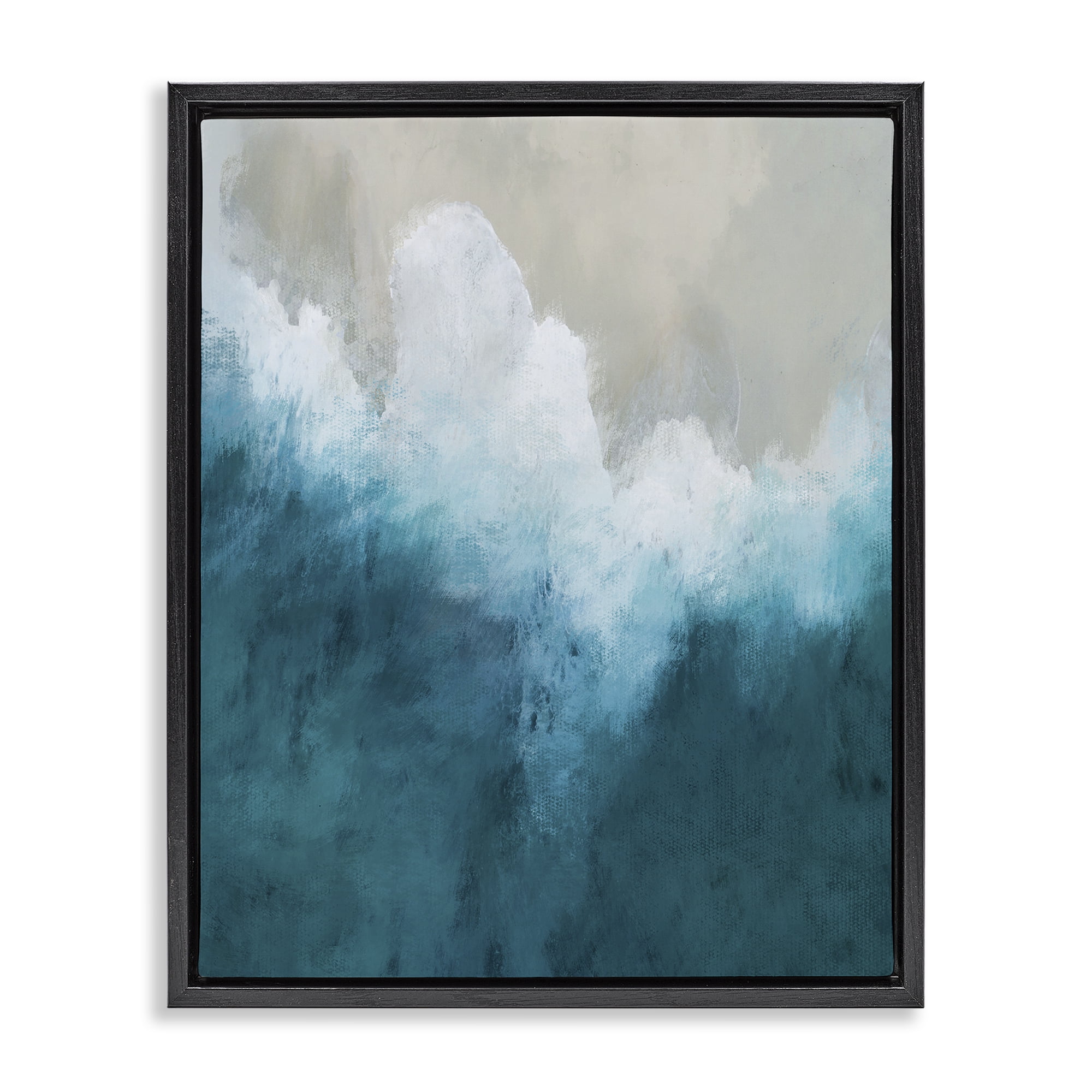 Stupell Industries Aerial Tide Abstraction Black Framed Floater Canvas Wall Art, design by Denise Brown