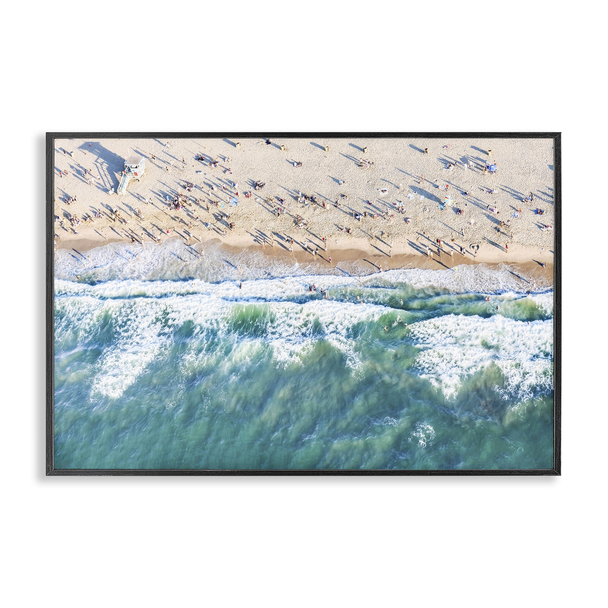 Stupell Industries Aerial Tide Beach Foam Nautical & Beach Photography Black Framed Art Print Wall Art, 24 x 16
