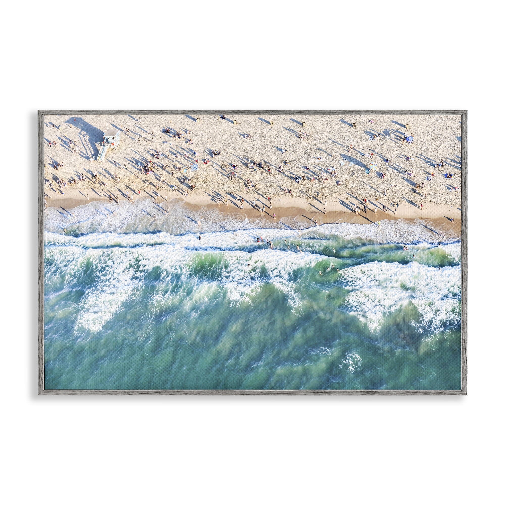 Stupell Industries Aerial Tide Beach Foam Nautical & Beach Photography Gray Framed Art Print Wall Art, 30 x 20