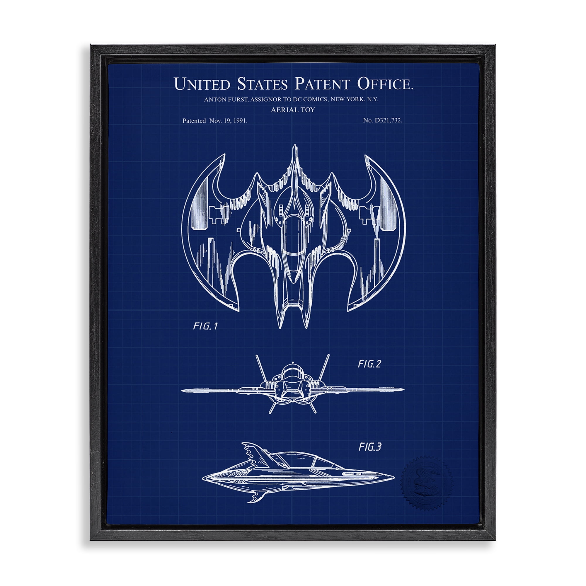 Stupell Industries Aerial Toy Blueprint Transportation Painting Black Floater Framed Art Print Wall Art, 17 x 21