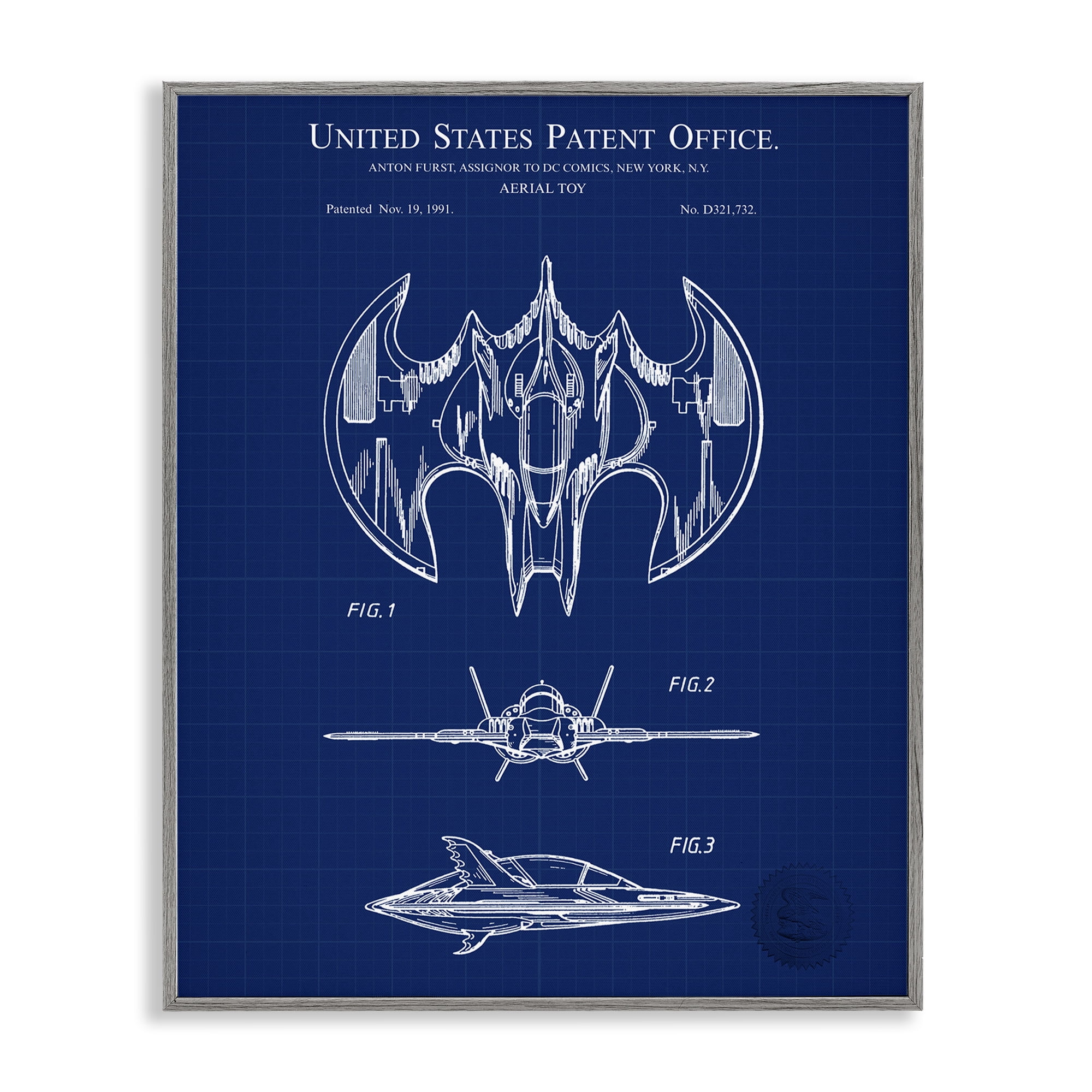 Stupell Industries Aerial Toy Blueprint Transportation Painting Gray Framed Art Print Wall Art, 24 x 30