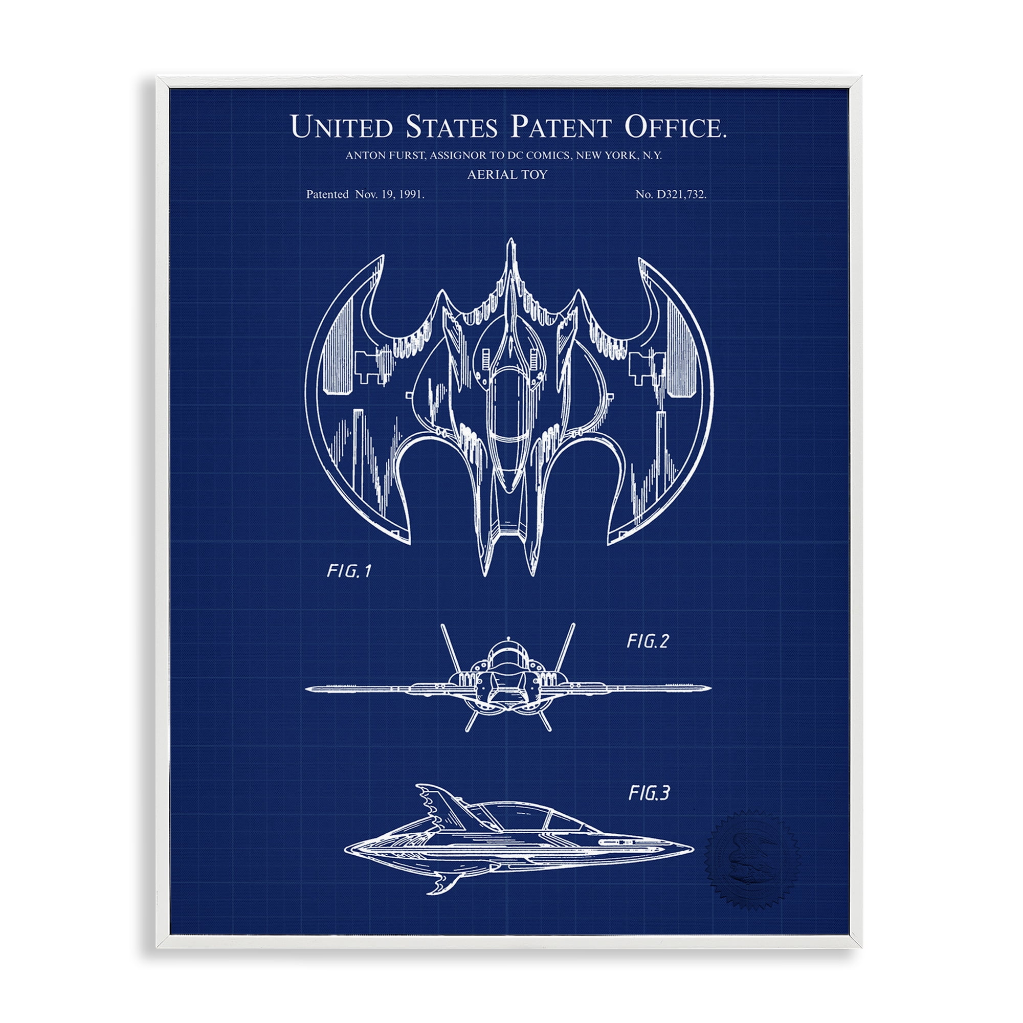 Stupell Industries Aerial Toy Blueprint Transportation Painting White Framed Art Print Wall Art, 11 x 14