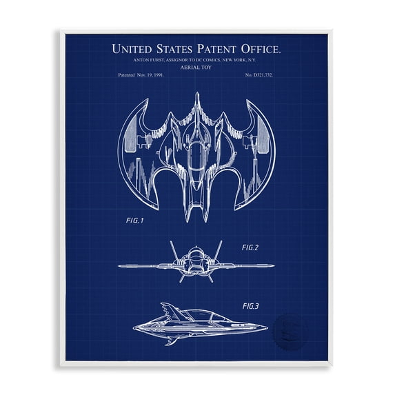 Stupell Industries Industrial Aerial Toy Blueprint White Framed Giclee Art, 16 x 20, by Karl Hronek