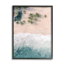 Stupell Industries Aerial Tropical Beach Landscape Painting Black Framed Art Print Wall Art, 11 x 14