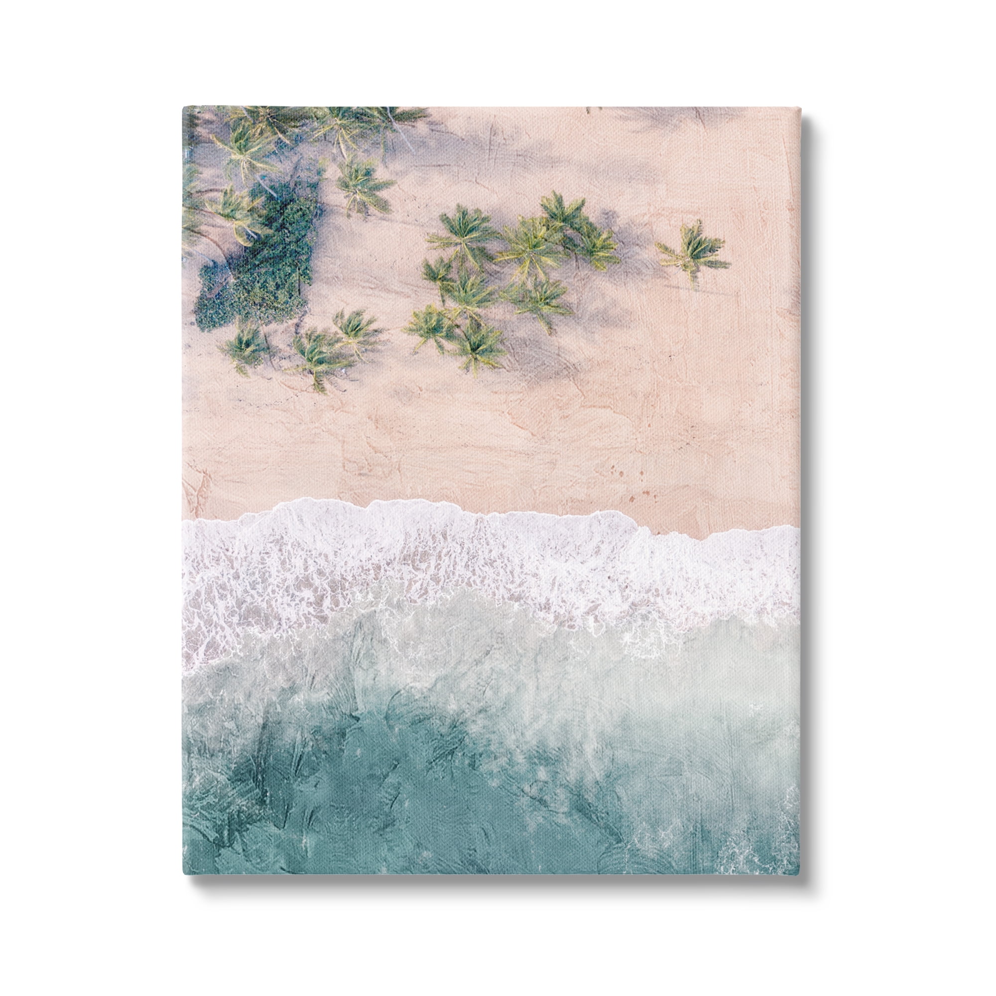 Stupell Industries Aerial Tropical Beach Landscape Painting Gallery Wrapped Canvas Art Print Wall Art, 36 x 48