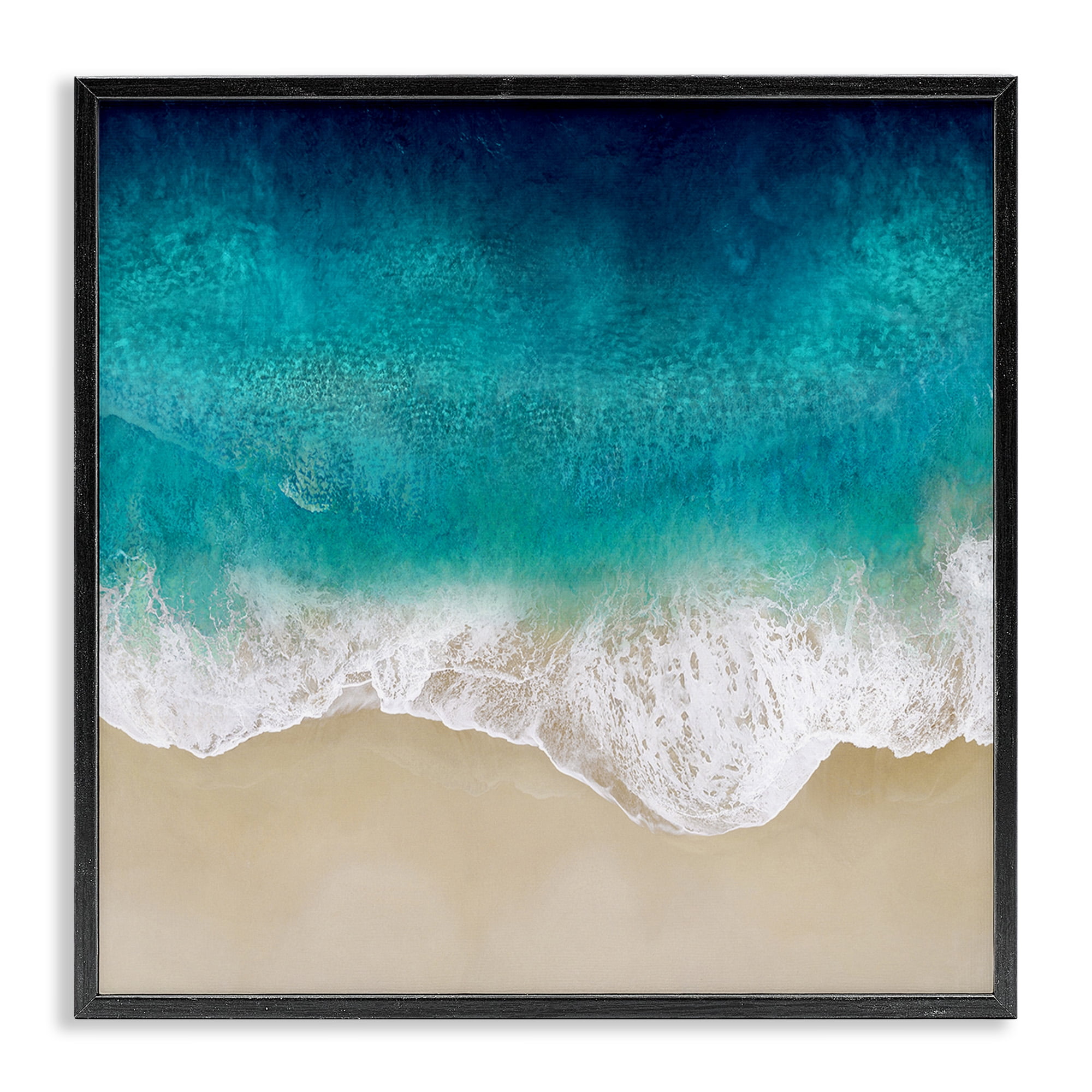 Stupell Industries Aerial Tropical Blue Tide Nature Painting Black Framed Art Print Wall Art, 17 x 17