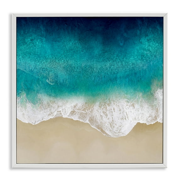 Stupell Industries Aerial Tropical Blue Tide Nature Painting White Framed Art Print Wall Art, 17 x 17