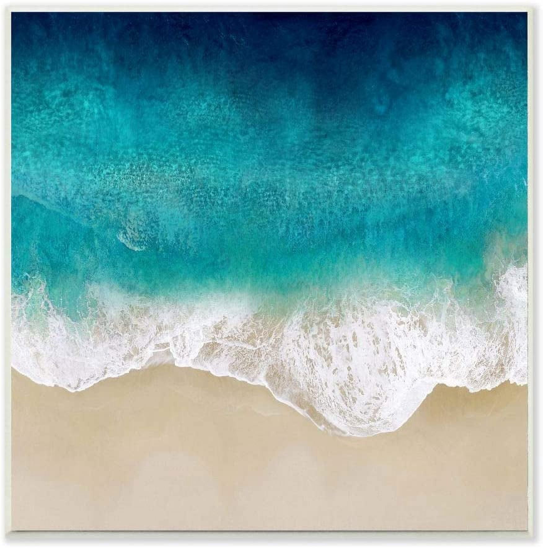 Stupell Industries Aerial Tropical Blue Tide at Beach Sea Foam Graphic Art Unframed Art Print Wall Art, 12x12, by Maggie Olsen