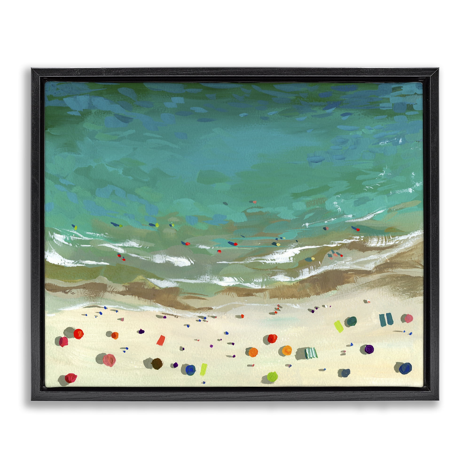 Stupell Industries Aerial Turquoise Shoreline Black Framed Floater Canvas Wall Art, design by Brook Page