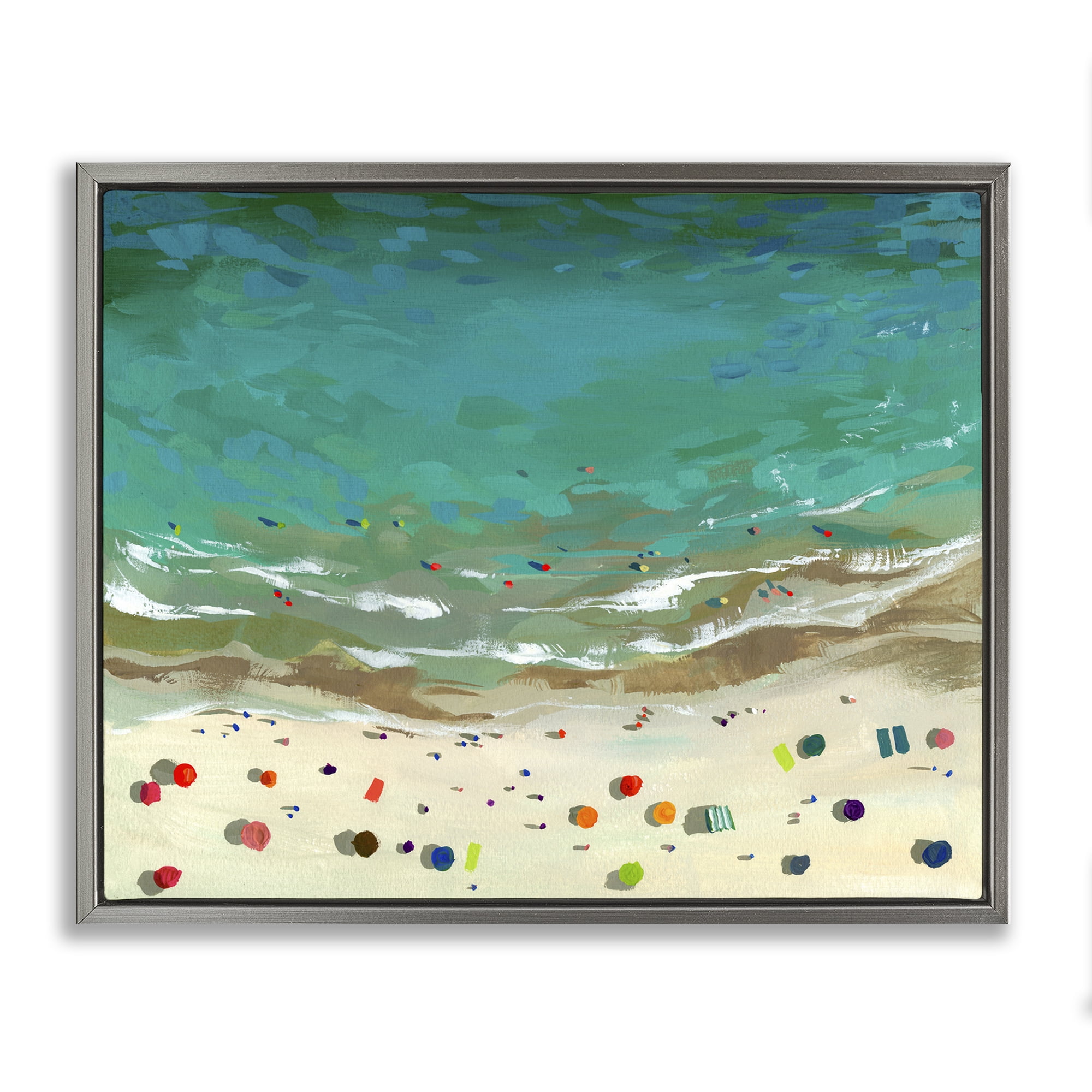 Stupell Industries Aerial Turquoise Shoreline Gray Framed Floater Canvas Wall Art, design by Brook Page