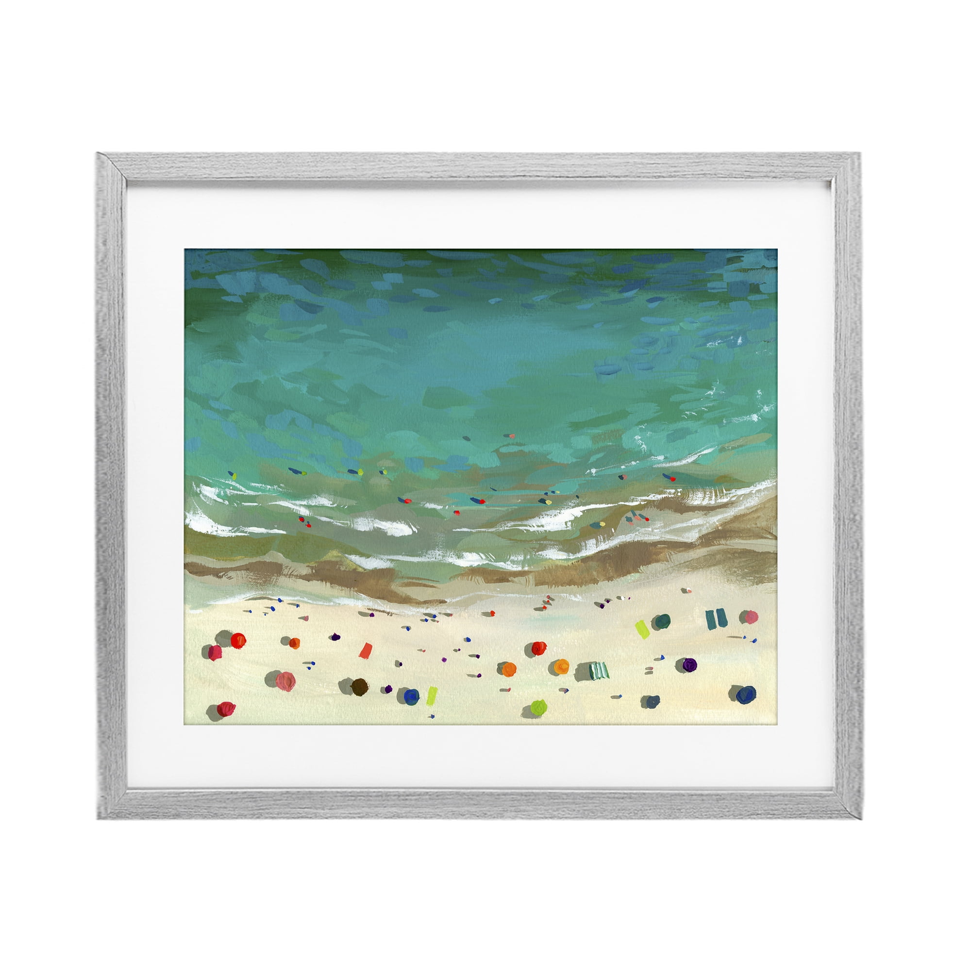 Stupell Industries Aerial Turquoise Shoreline Gray Framed Print Under Glass, design by Brook Page